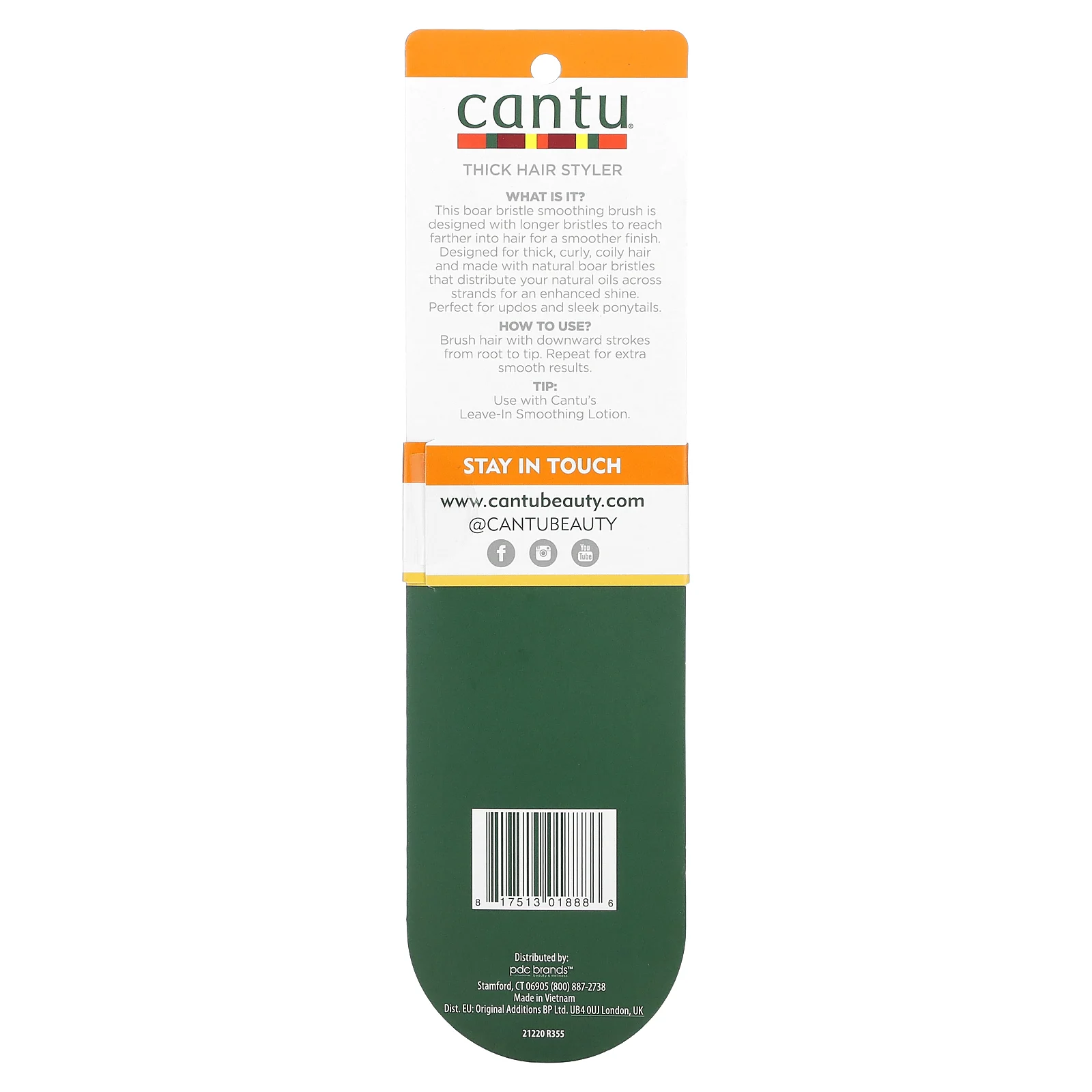 Cantu, Щетка для укладки густых волос, гладкая, 1 щетка