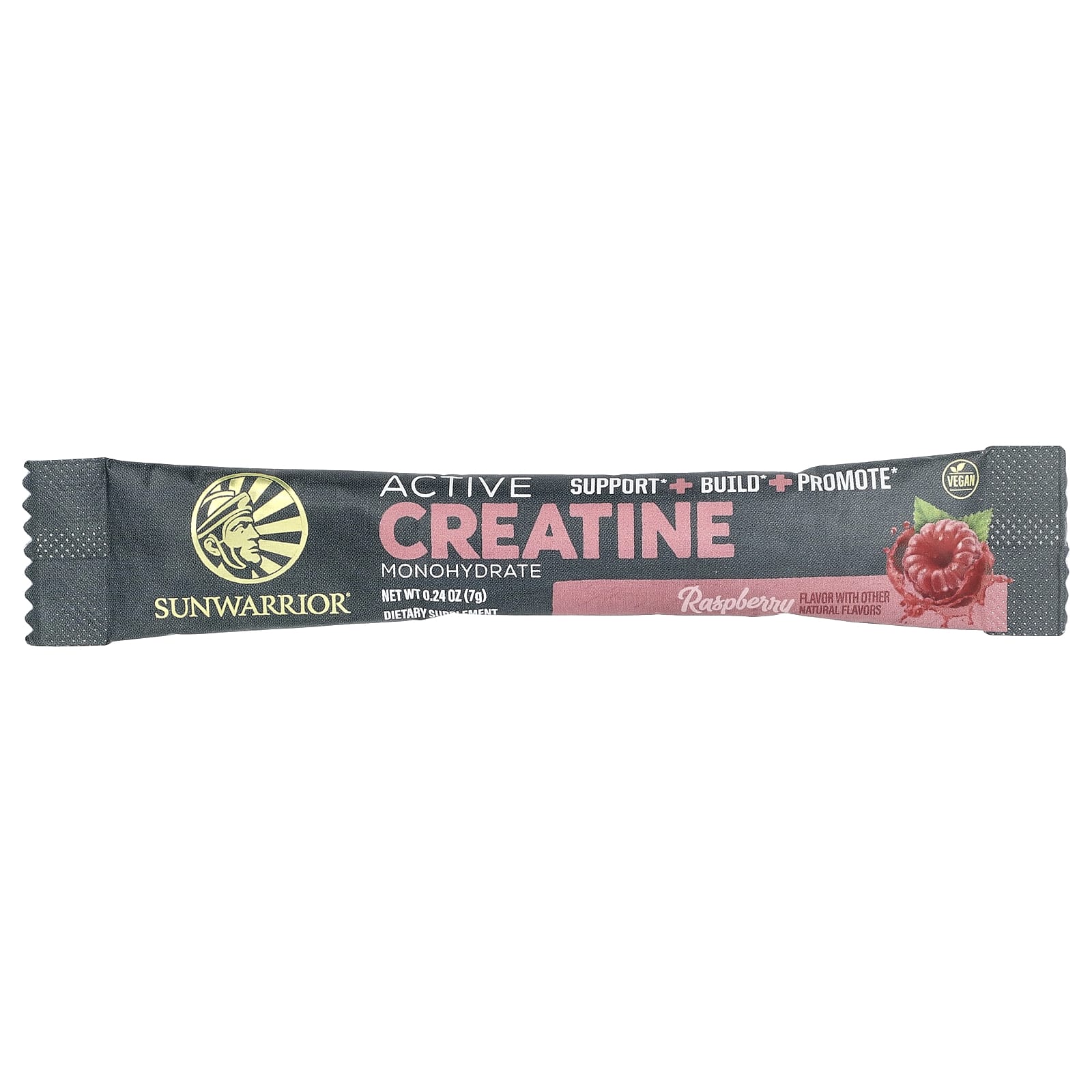 Sunwarrior, активный моногидрат креатина, малина, 30 пакетиков по 7 г (0,24 унции)