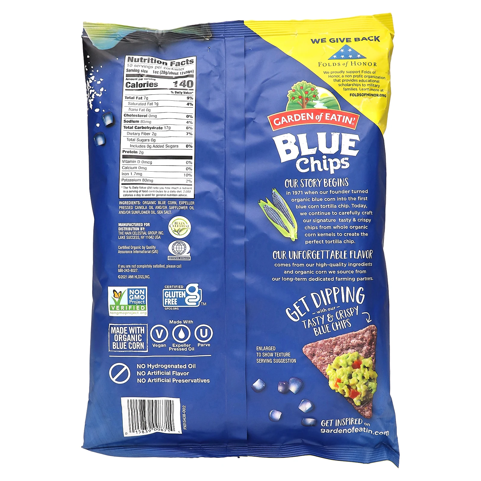 Garden of Eatin', чипсы из тортильи с голубой кукурузой, 283 г (10 унций)