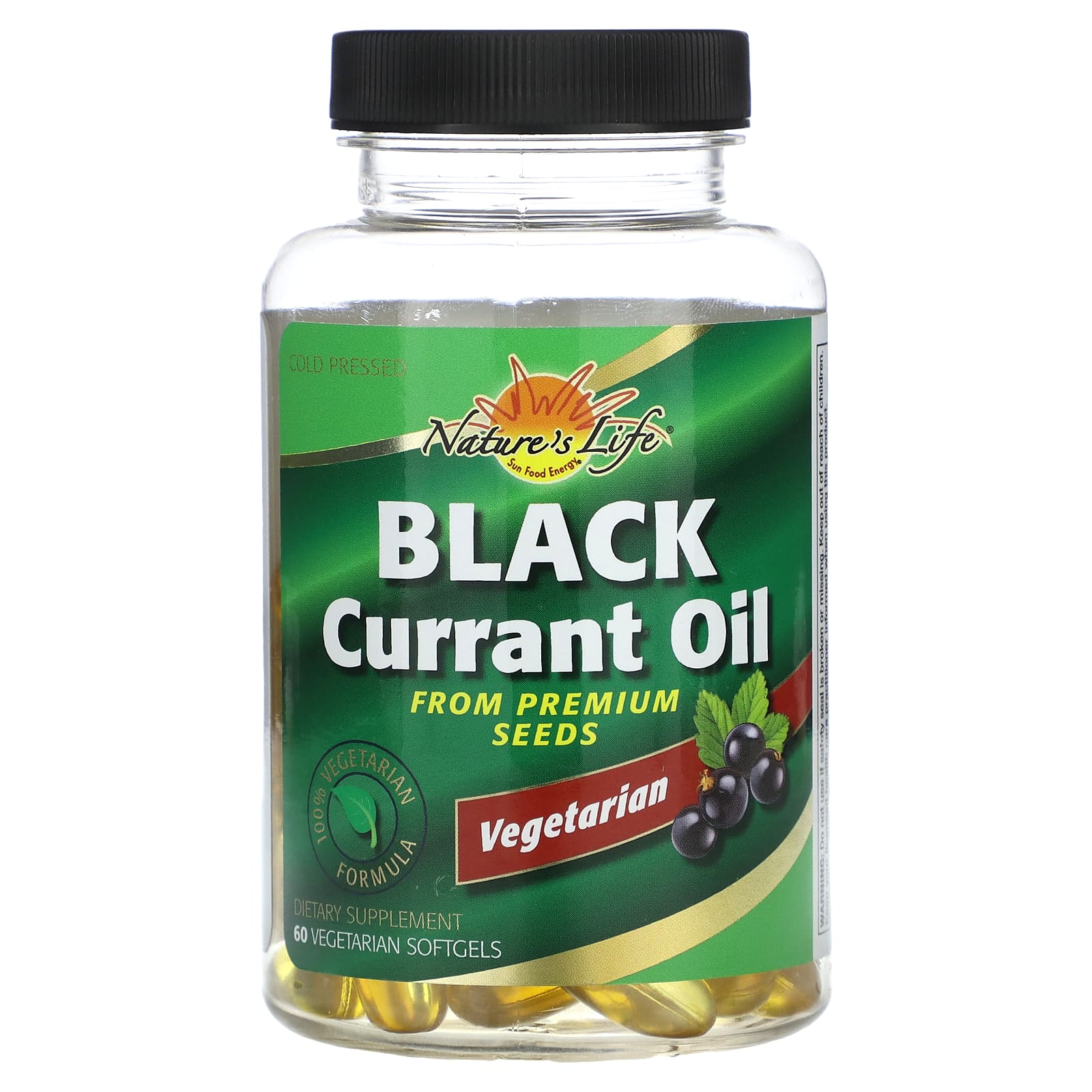 Nature's Life, Масло черной смородины, 60 вегетарианских капсул