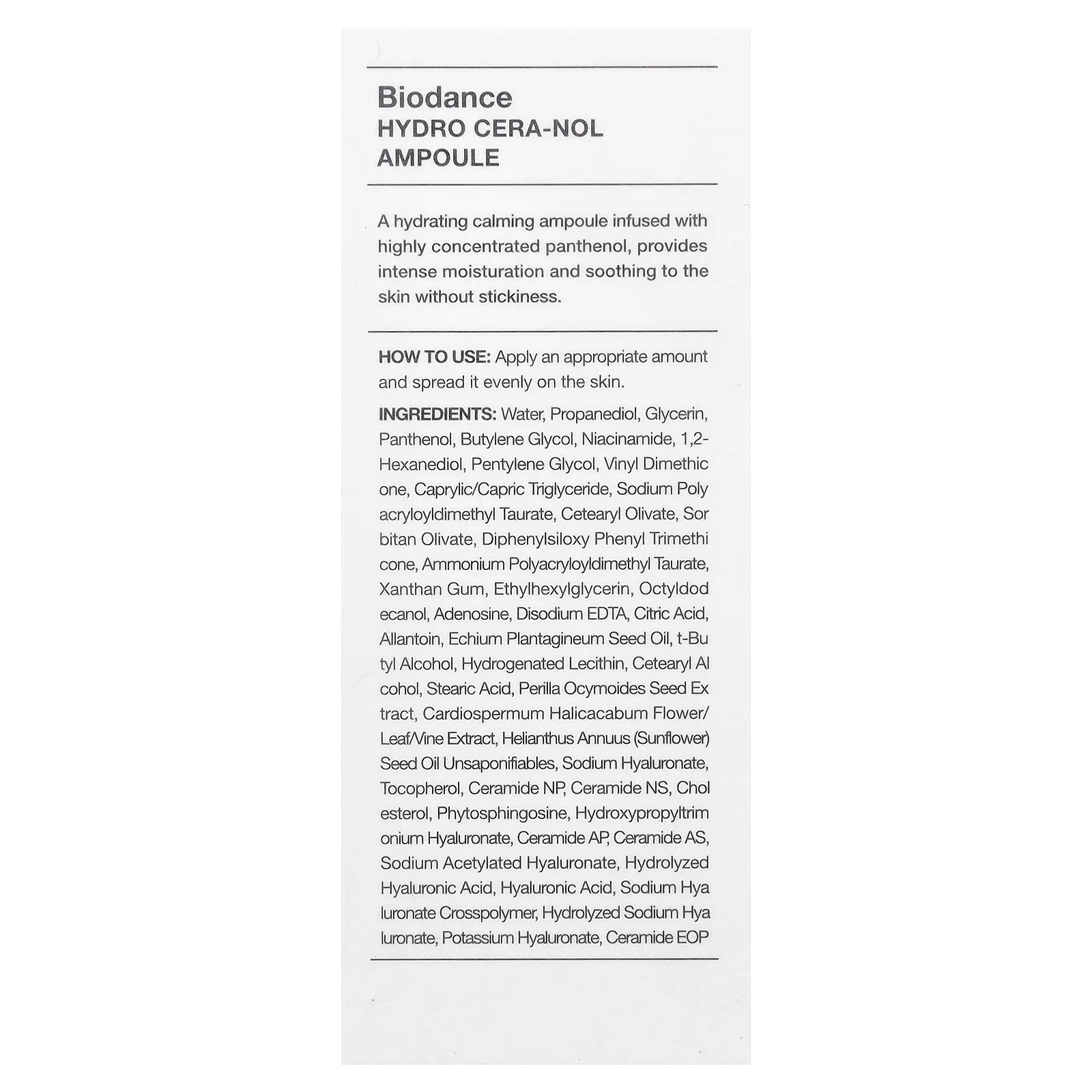 Biodance, Hydro Cera-Nol, сыворотка, 50 мл (1,69 жидк. унции)