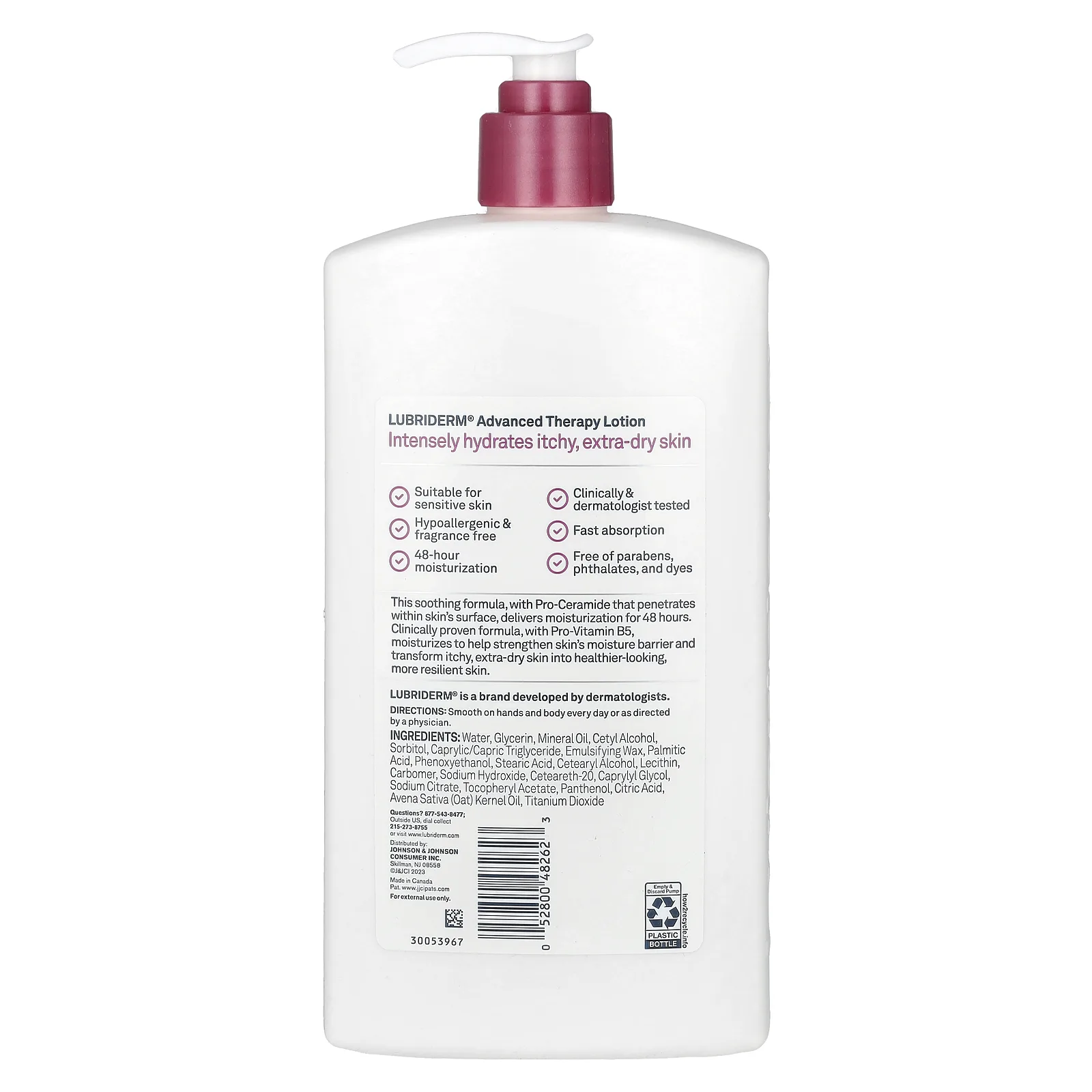 Lubriderm, улучшенный лечебный лосьон, против зуда, для очень сухой кожи, без отдушки, 709 мл (24 жидк. унции)