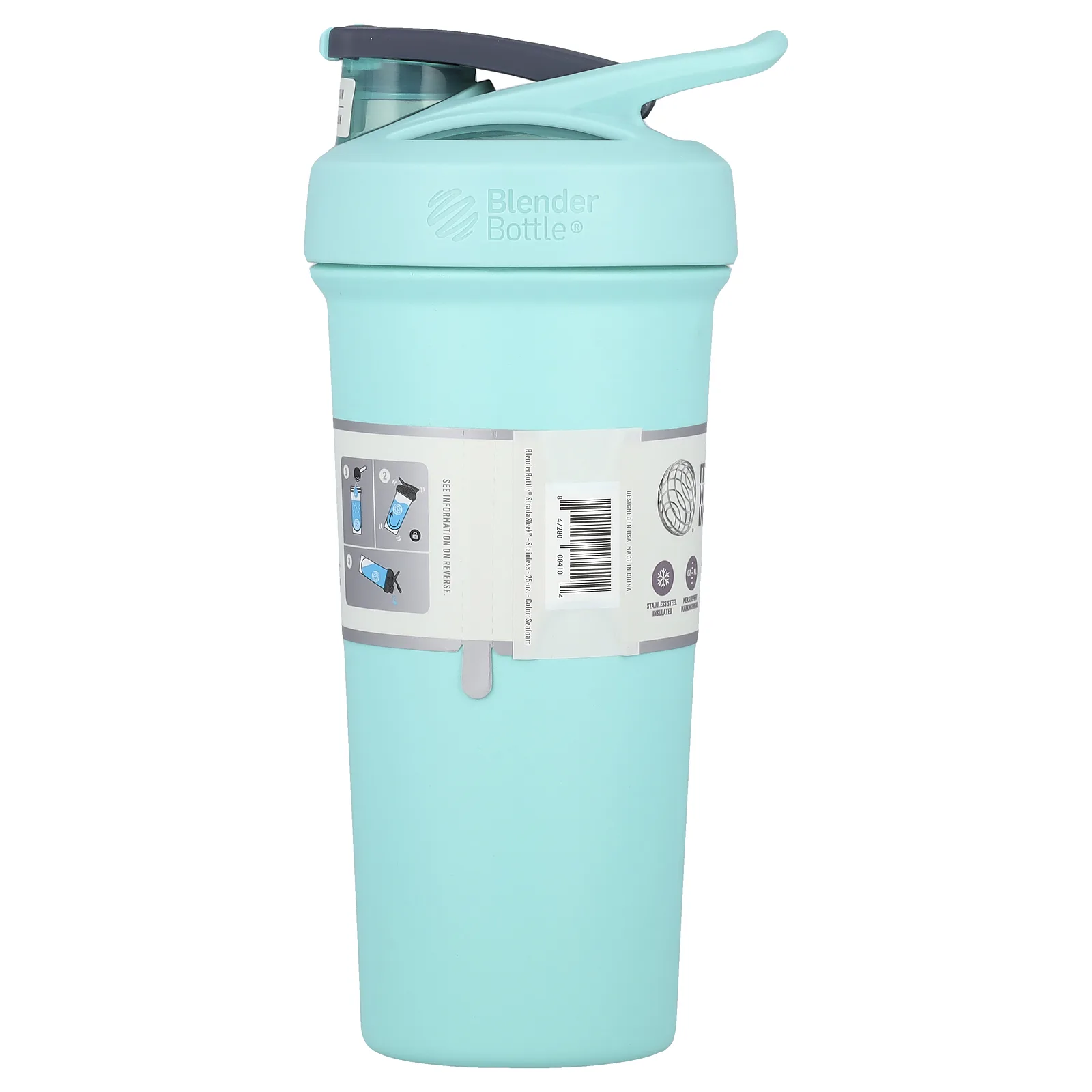 Blender Bottle, Strada Sleek™, Insulated Stainless Steel, Seafoam, 25 oz (740 ml)