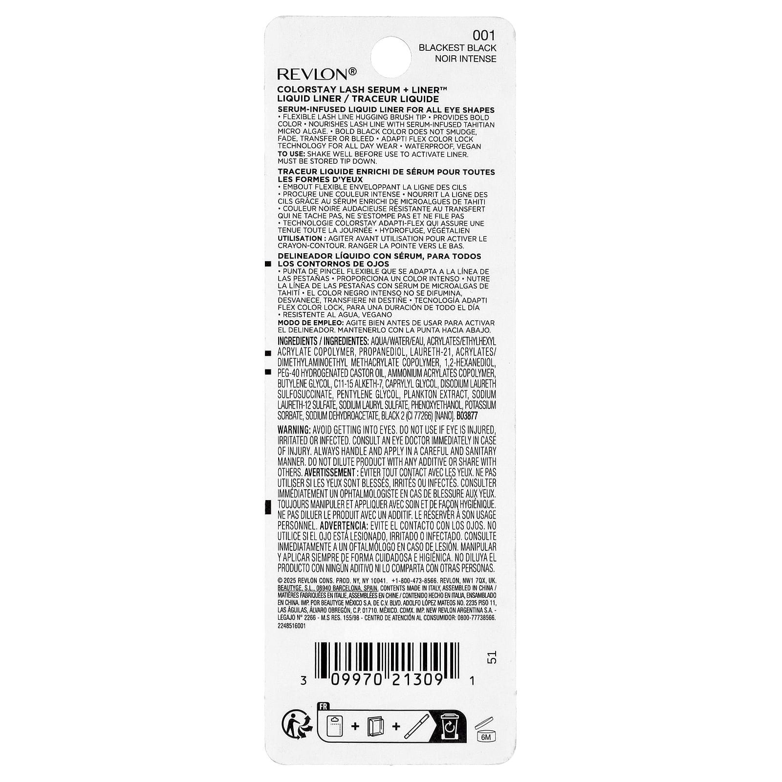 Revlon, ColorStay™, сыворотка и подводка для ресниц Lash Serum, 001 черный, 0,48 мл (0,016 жидк. унции)