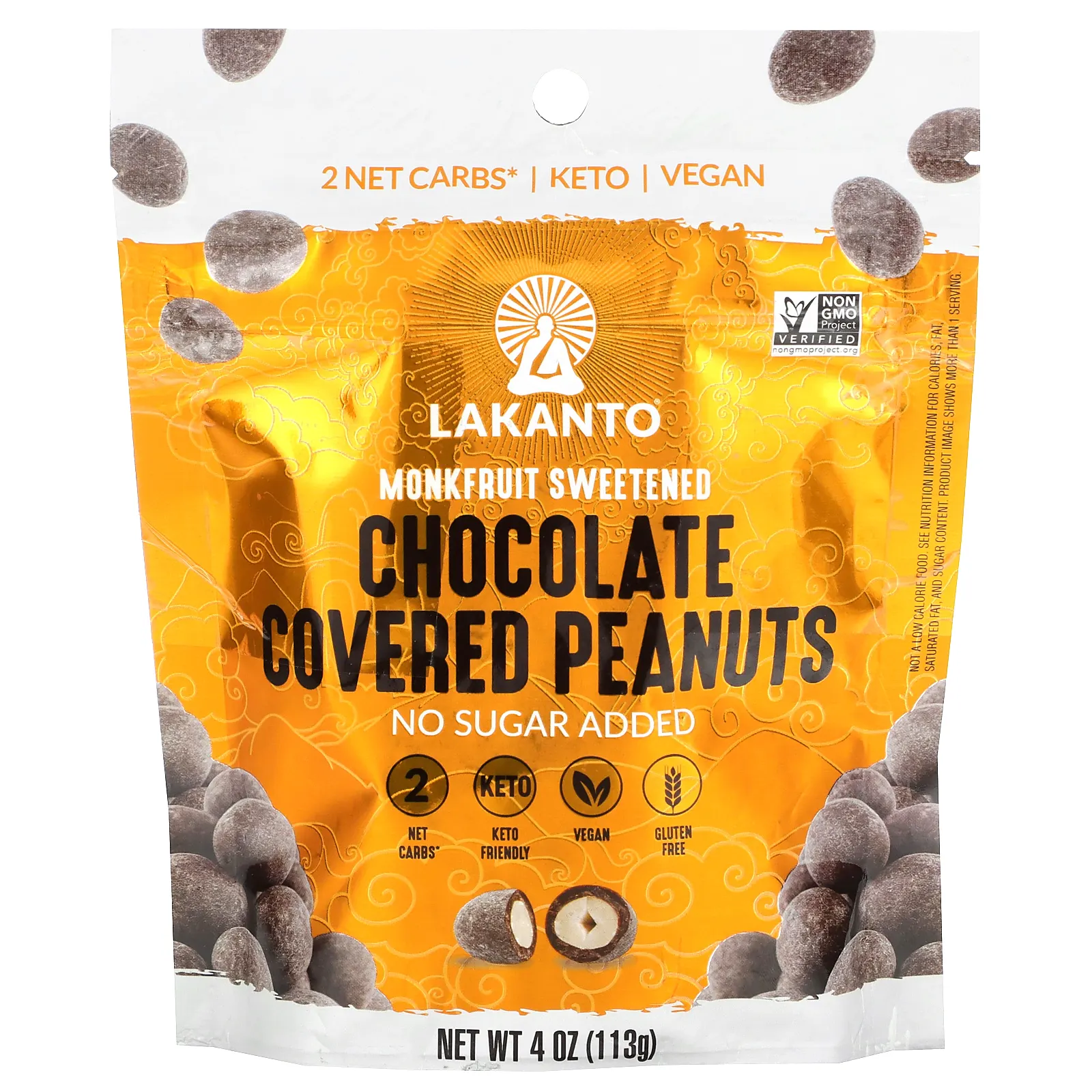 Lakanto, арахис в шоколадной глазури, 113 г (4 унции)