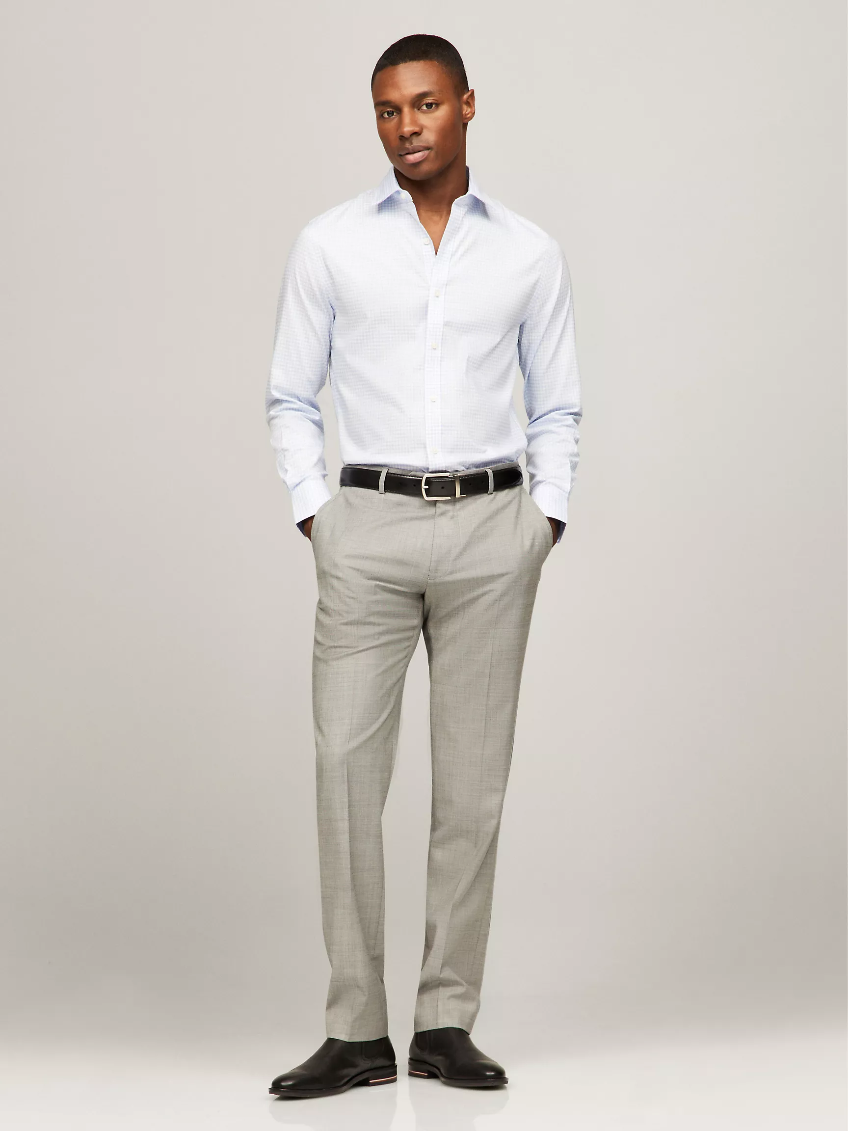 Мужская рубашка Tommy Hilfiger, Приталенная рубашка THFlex в клетку с эффектом выцветания