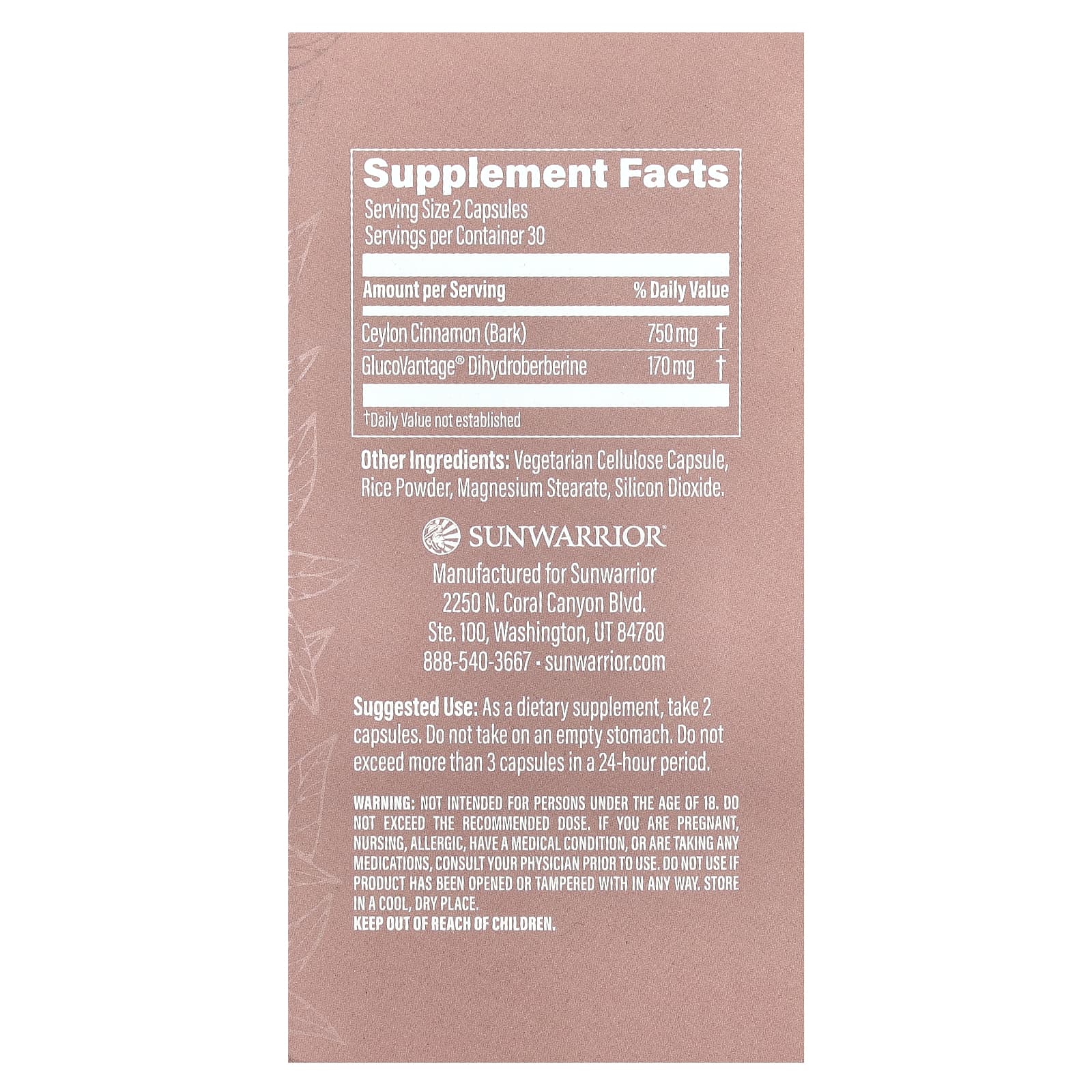 Sunwarrior, Shape, дигидро-берберин + цейлонская корица, 60 веганских капсул