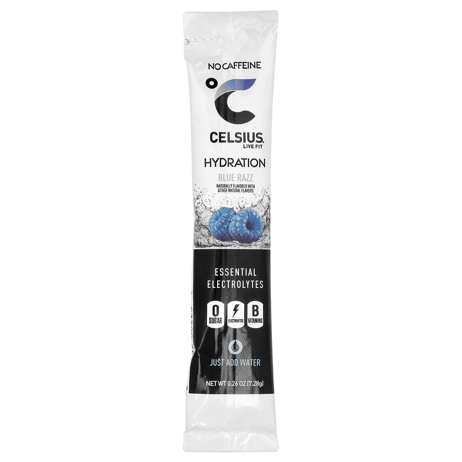 Celsius, Live Fit, увлажнение, незаменимые электролиты, без кофеина, синяя роза, 14 стиков в виде порошка для увлажнения, по 7,28 г (0,26 унции)