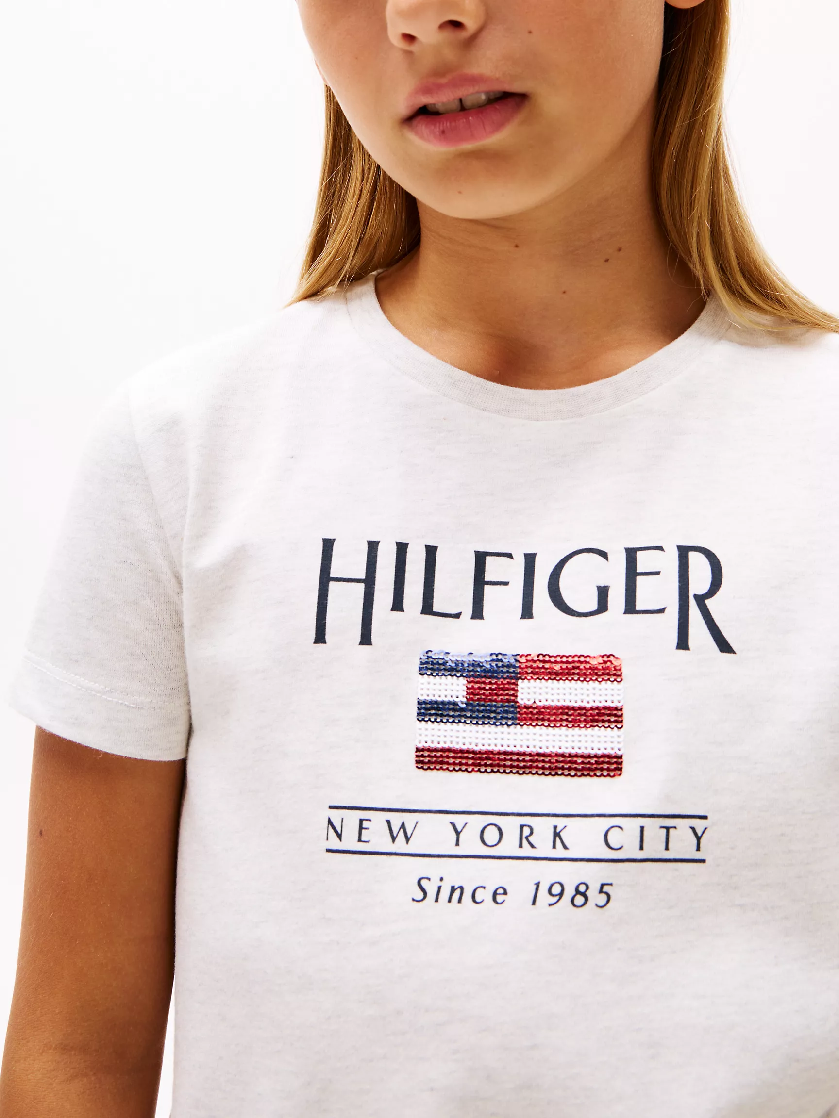 Платье для девочек Tommy Hilfiger, Детское платье-футболка с логотипом флага из пайеток
