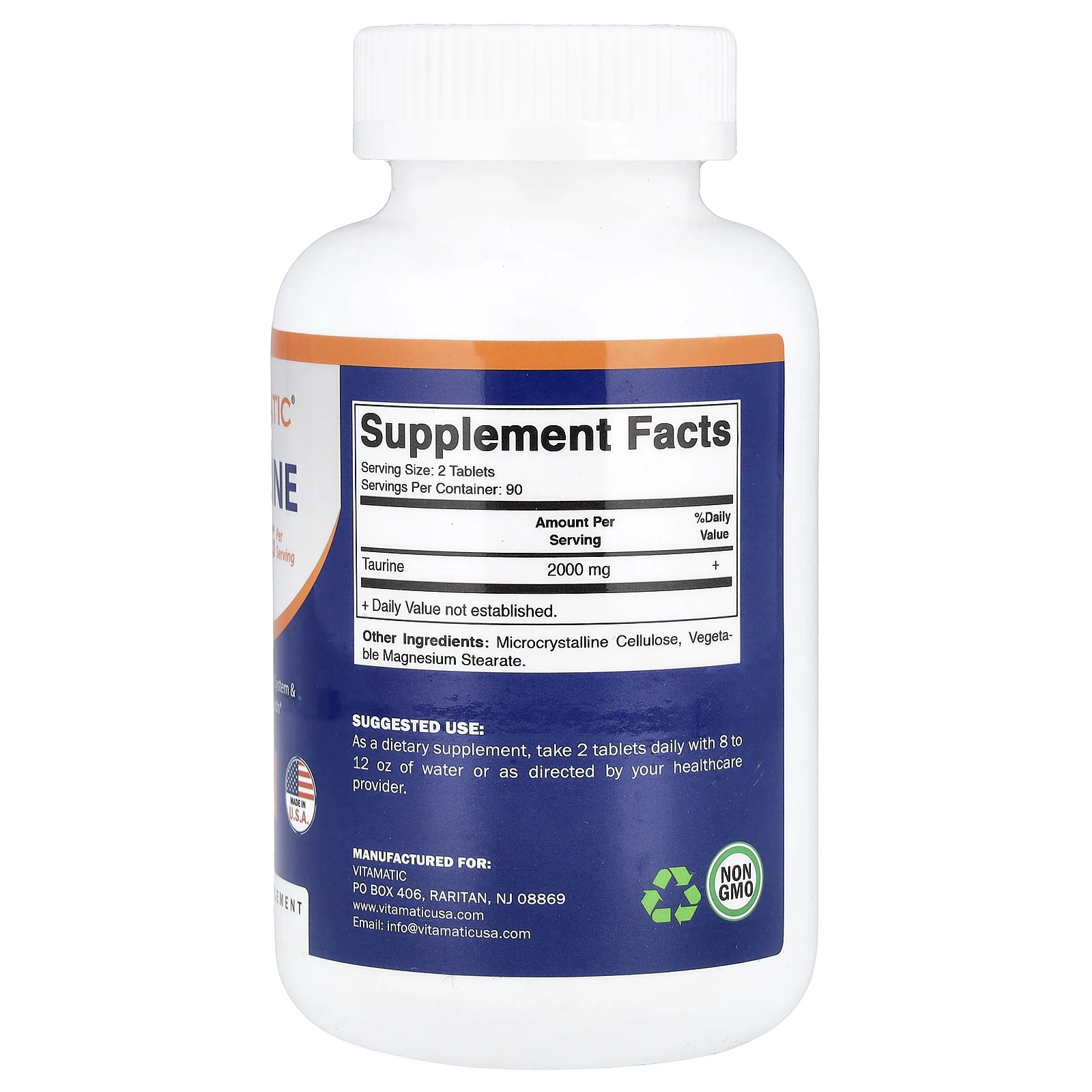 Vitamatic, таурин, 180 таблеток (1000 мг в 1 таблетке)