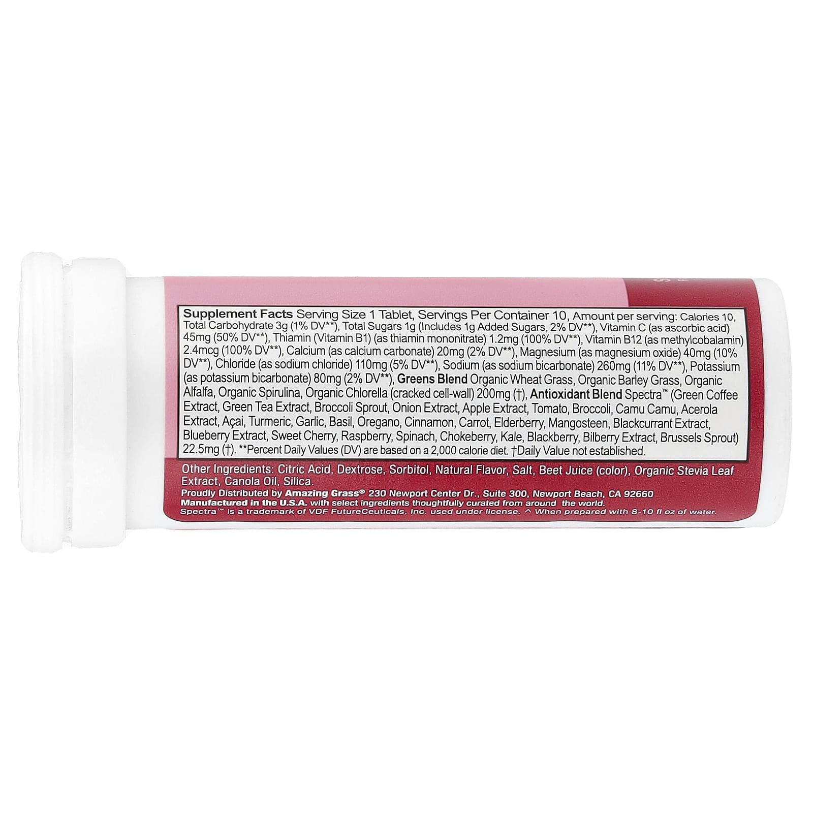 Amazing Grass, Fizzy Green Tablets, увлажнение, клубничный лимонад, 10 таблеток
