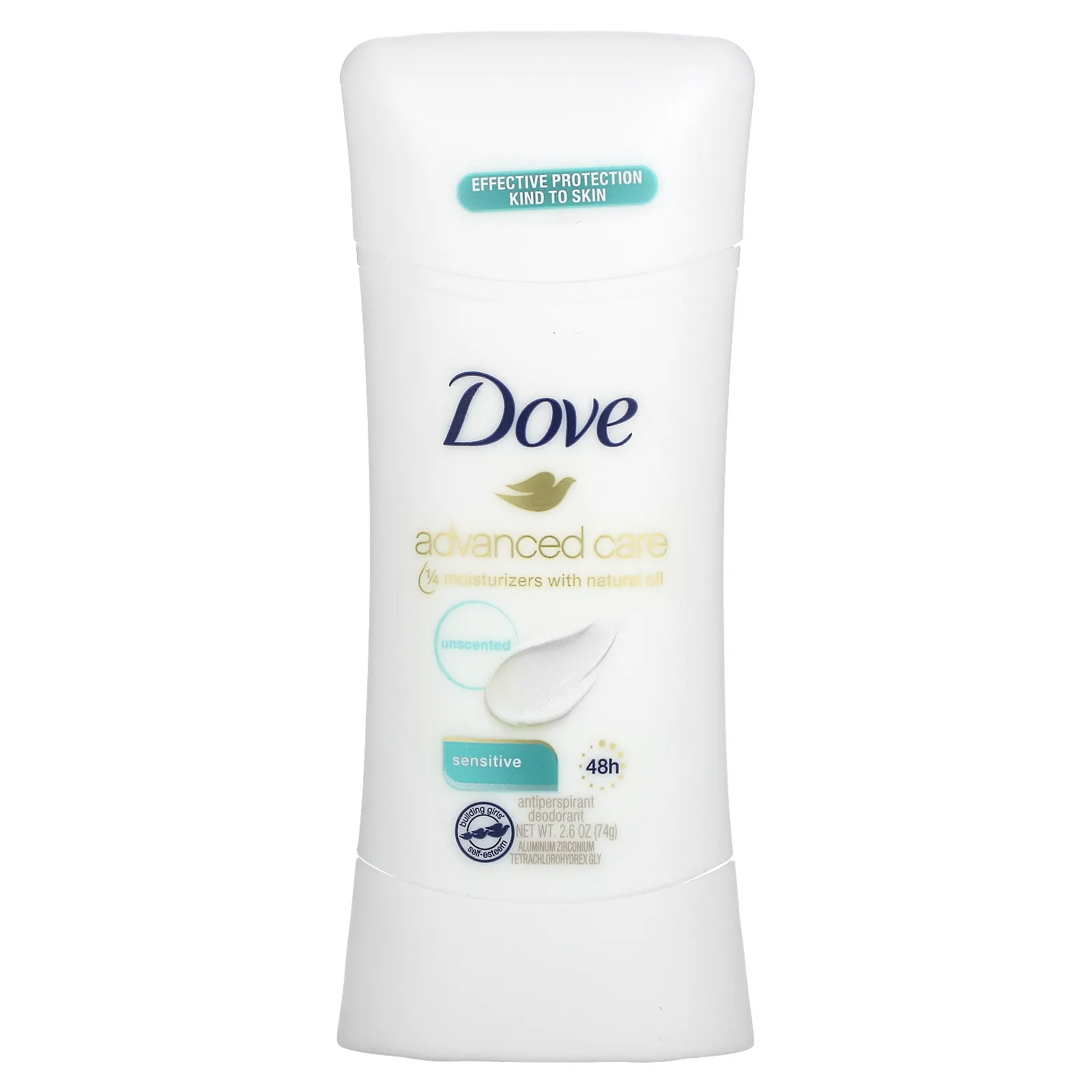 Dove, Advanced Care, дезодорант-антиперспирант, для чувствительной кожи, 74 г (2,6 унции)