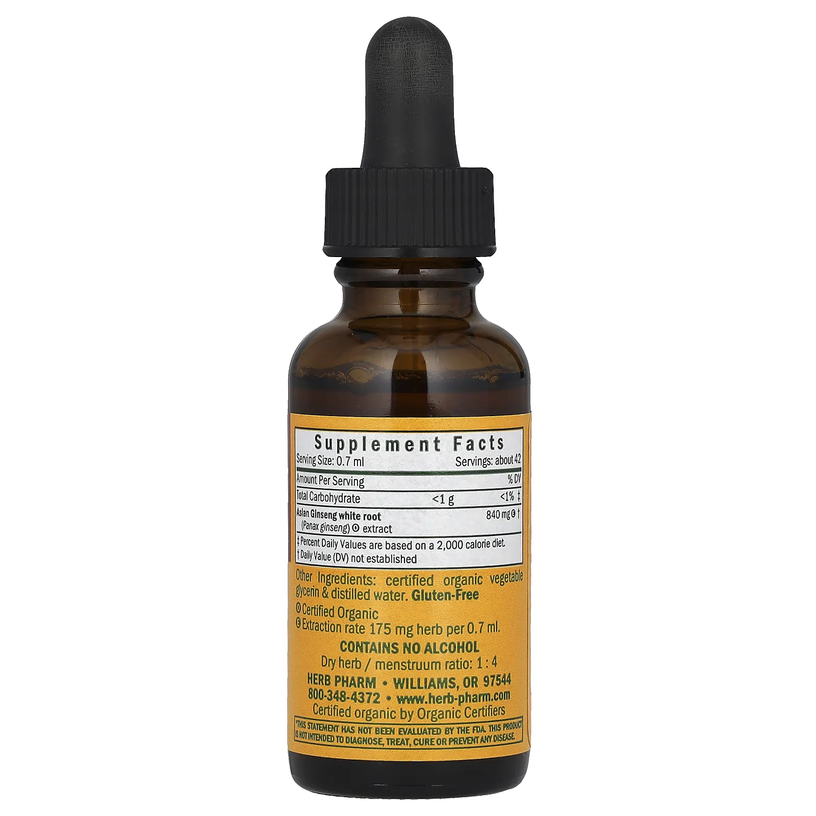 Herb Pharm, азиатский женьшень, без спирта, 30 мл (1 жидк. унция)