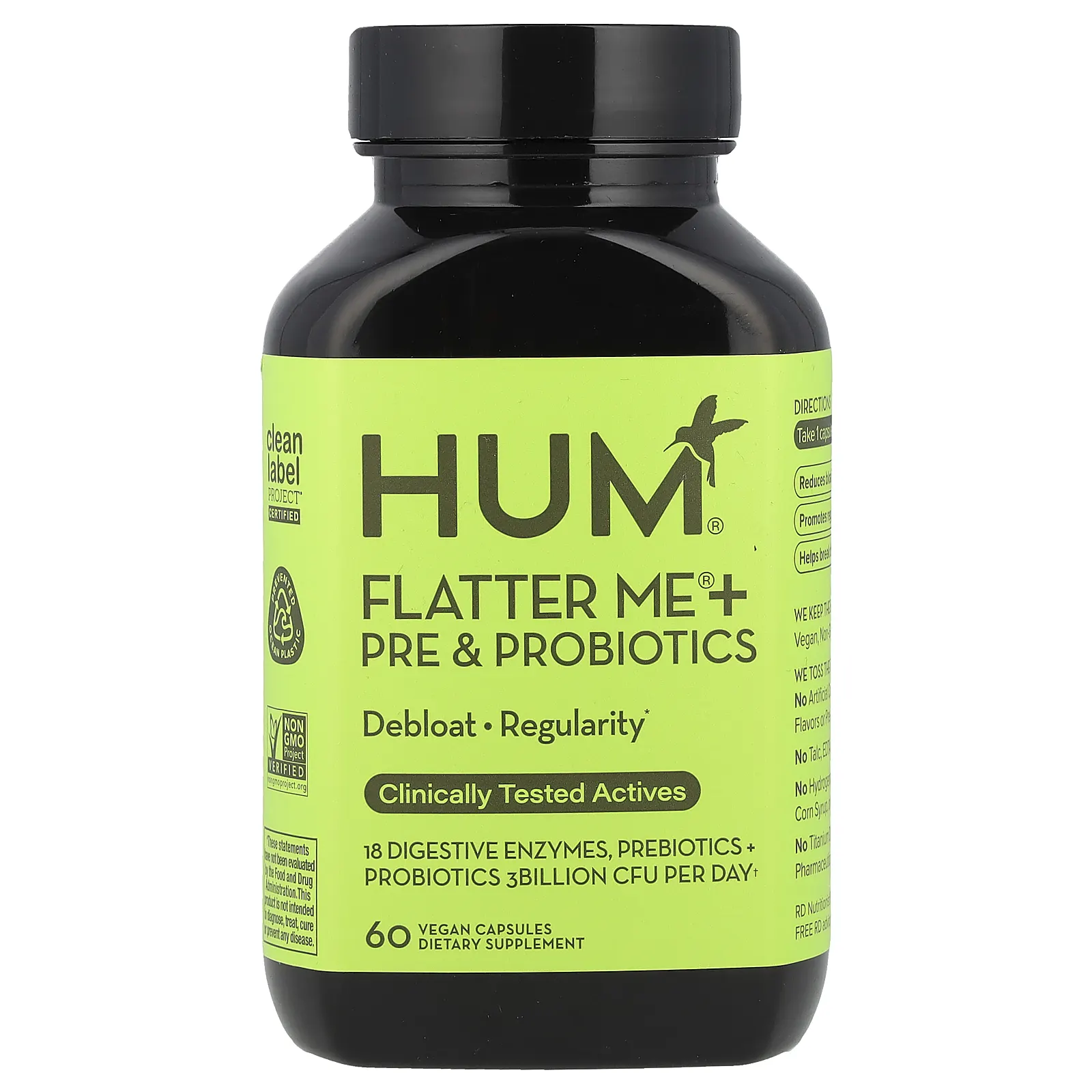 HUM Nutrition, Flatter Me® + пре и пробиотики, 60 веганских капсул