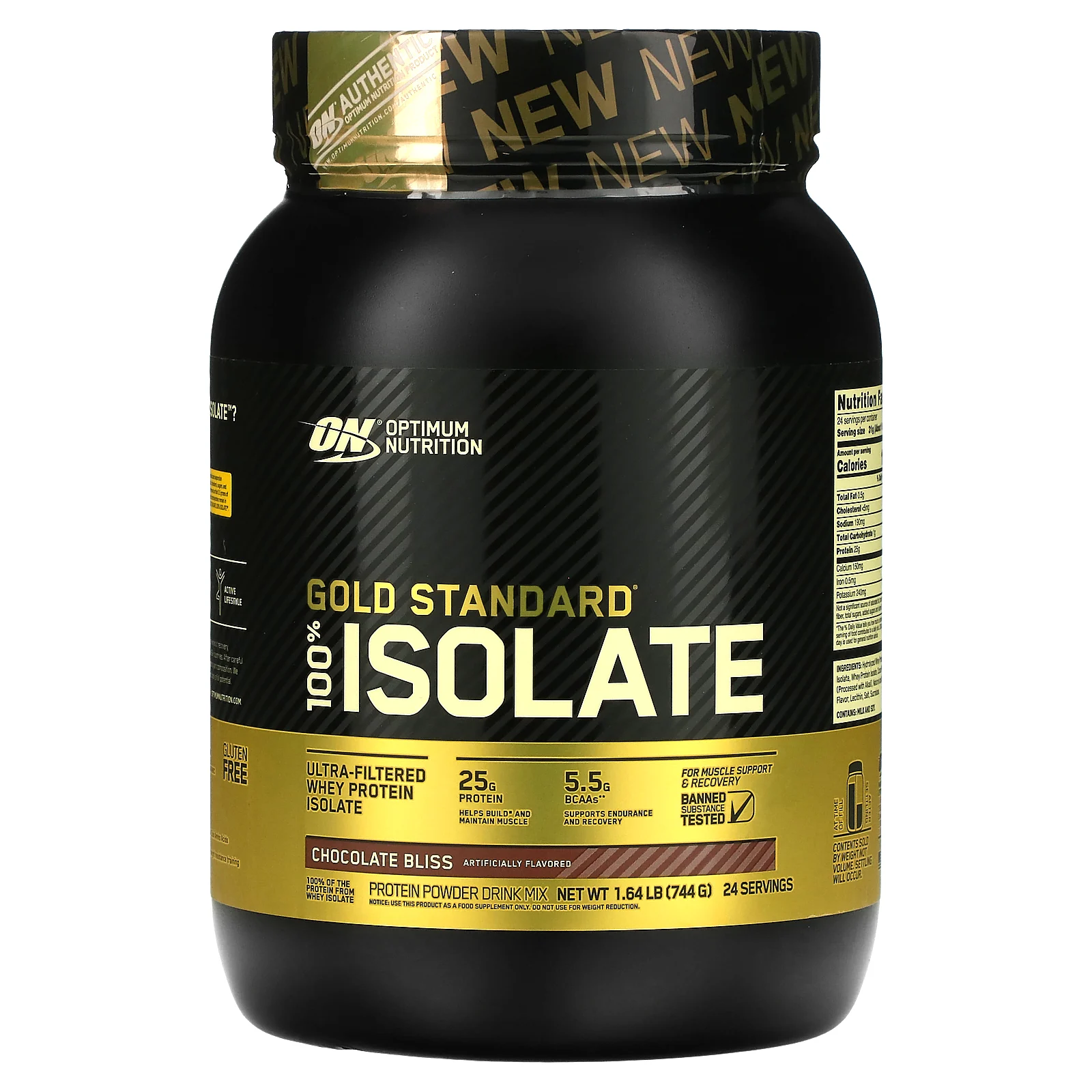 Optimum Nutrition, Gold Standard 100% Isolate, изолят, шоколадный вкус, 744 г (1,64 фунта)
