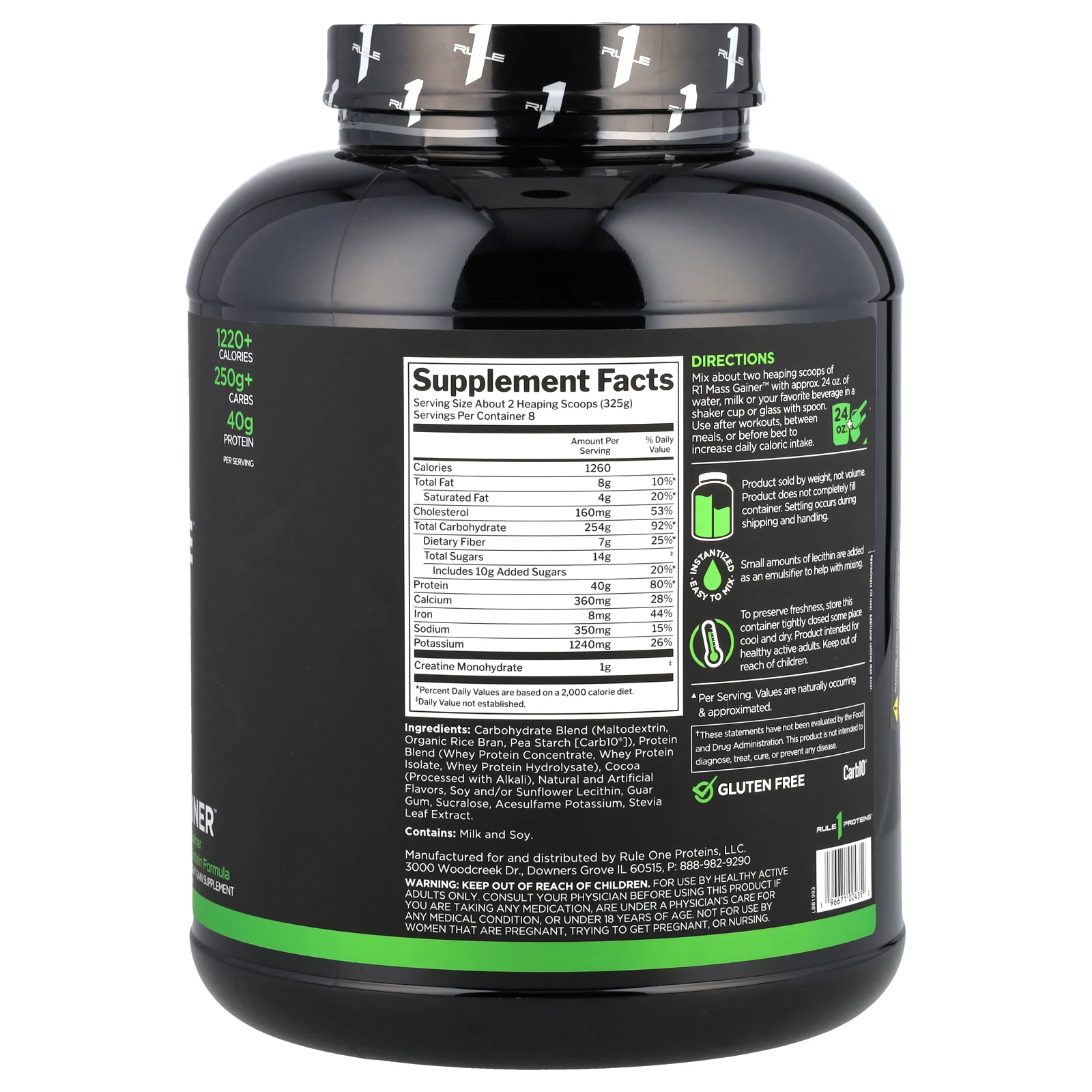 Rule One Proteins, средство для набора мышечной массы, со вкусом шоколадной помадки, 2,60 кг (5,73 фунта)