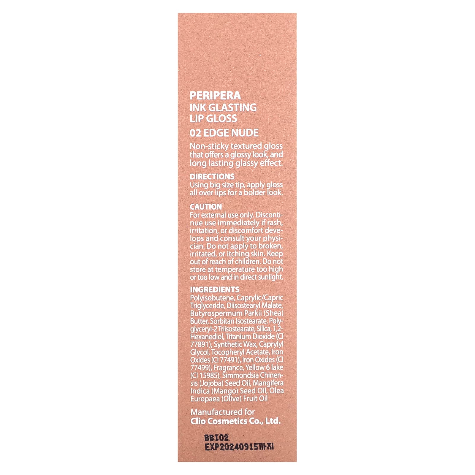 Peripera, Блеск для губ Ink Glasting, 02 Edge Nude, 4,5 мл (0,15 жидк. Унции)