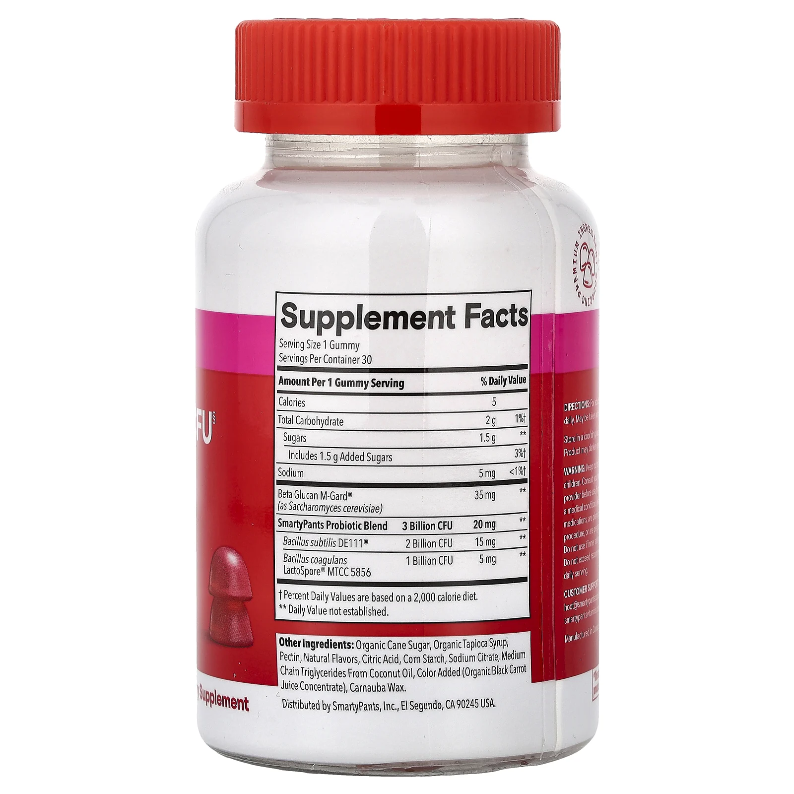 SmartyPants, Digestive, жевательные таблетки с пробиотиками, со вкусом клубники, 30 жевательных таблеток