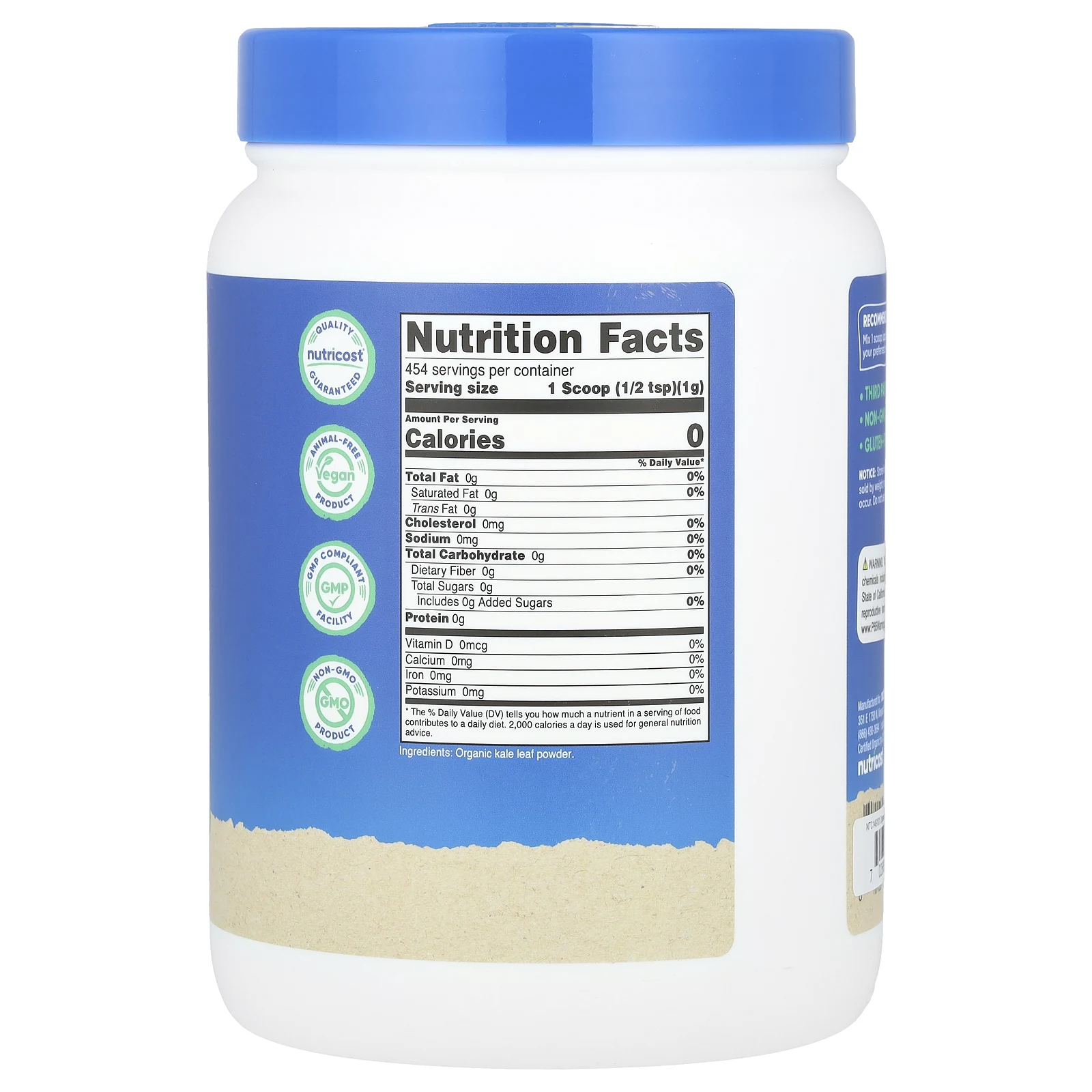 Nutricost, Органическая кудрявая капуста в порошке, без добавок, 454 г (1 фунт)