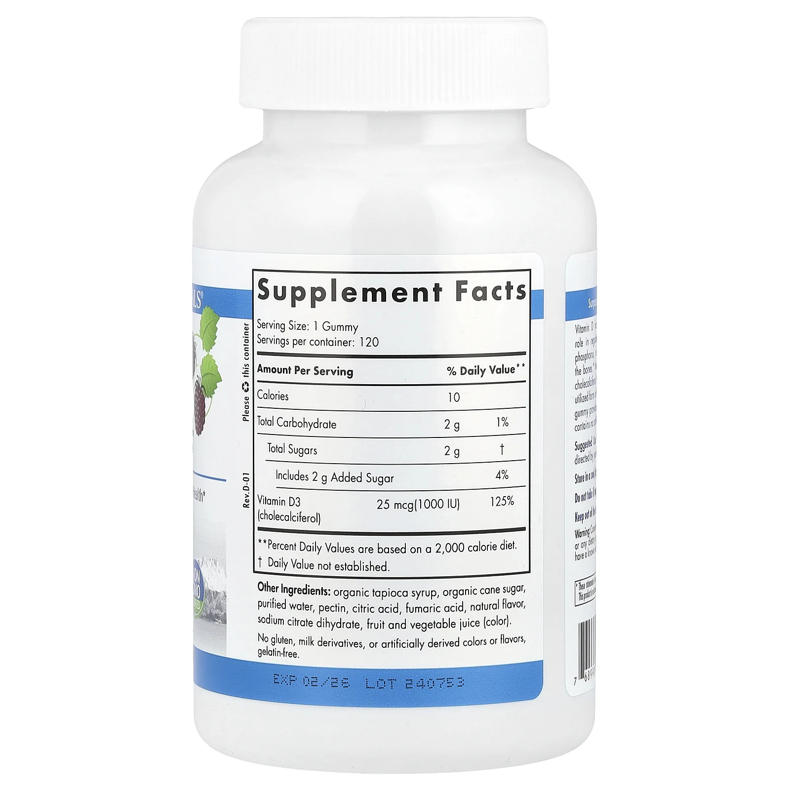 Nordic Naturals, Витамин D3, вкус лесных ягод, 1000 МЕ, 120 жевательных таблеток