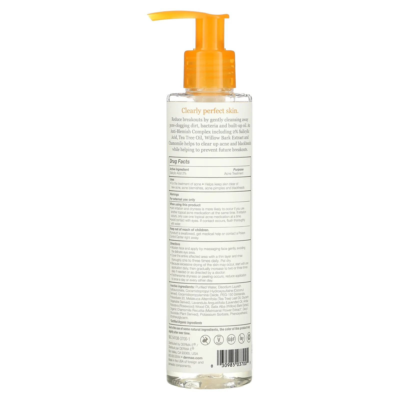 DERMA E, средство для умывания против угрей для глубокого очищения пор, 175 мл (6 жидк. унций)