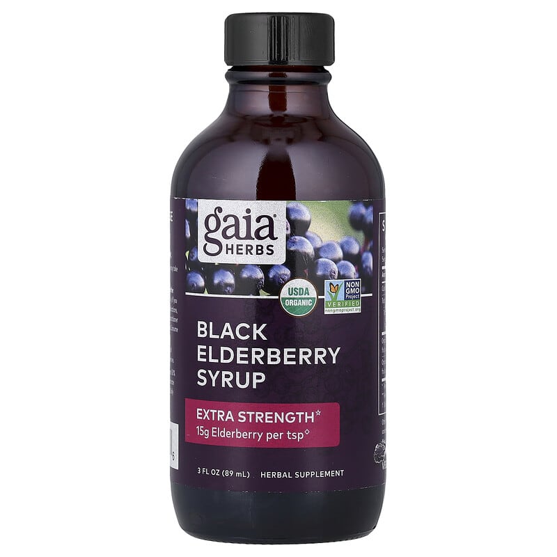 Gaia Herbs, Сироп бузины черной, 3 унции (89 мл)