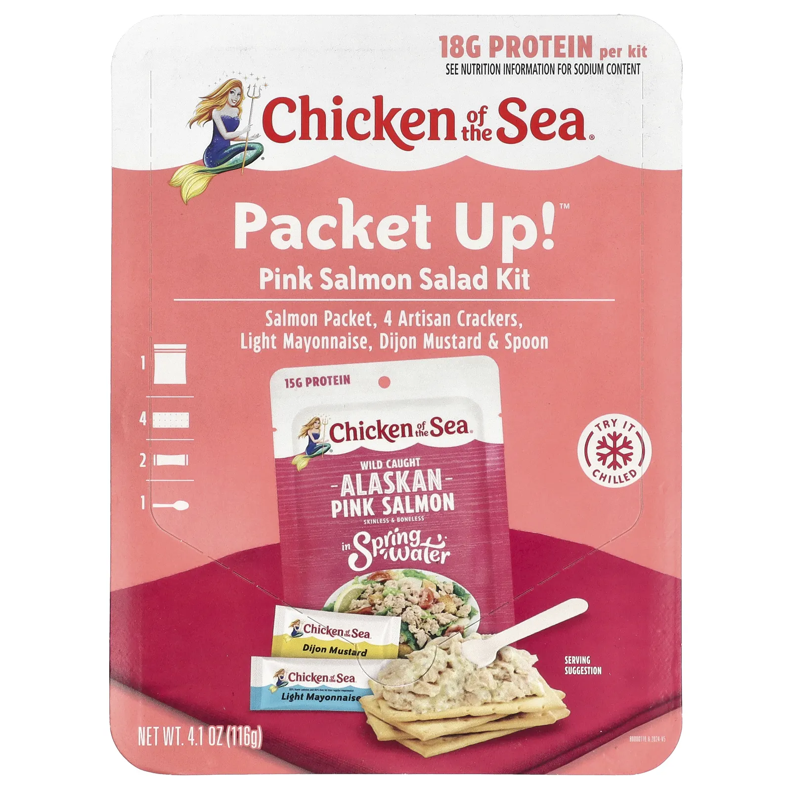 Chicken of the Sea, Packet Up! ™, набор для салата из горбуши, 1 набор, 116 г (4,1 унции)