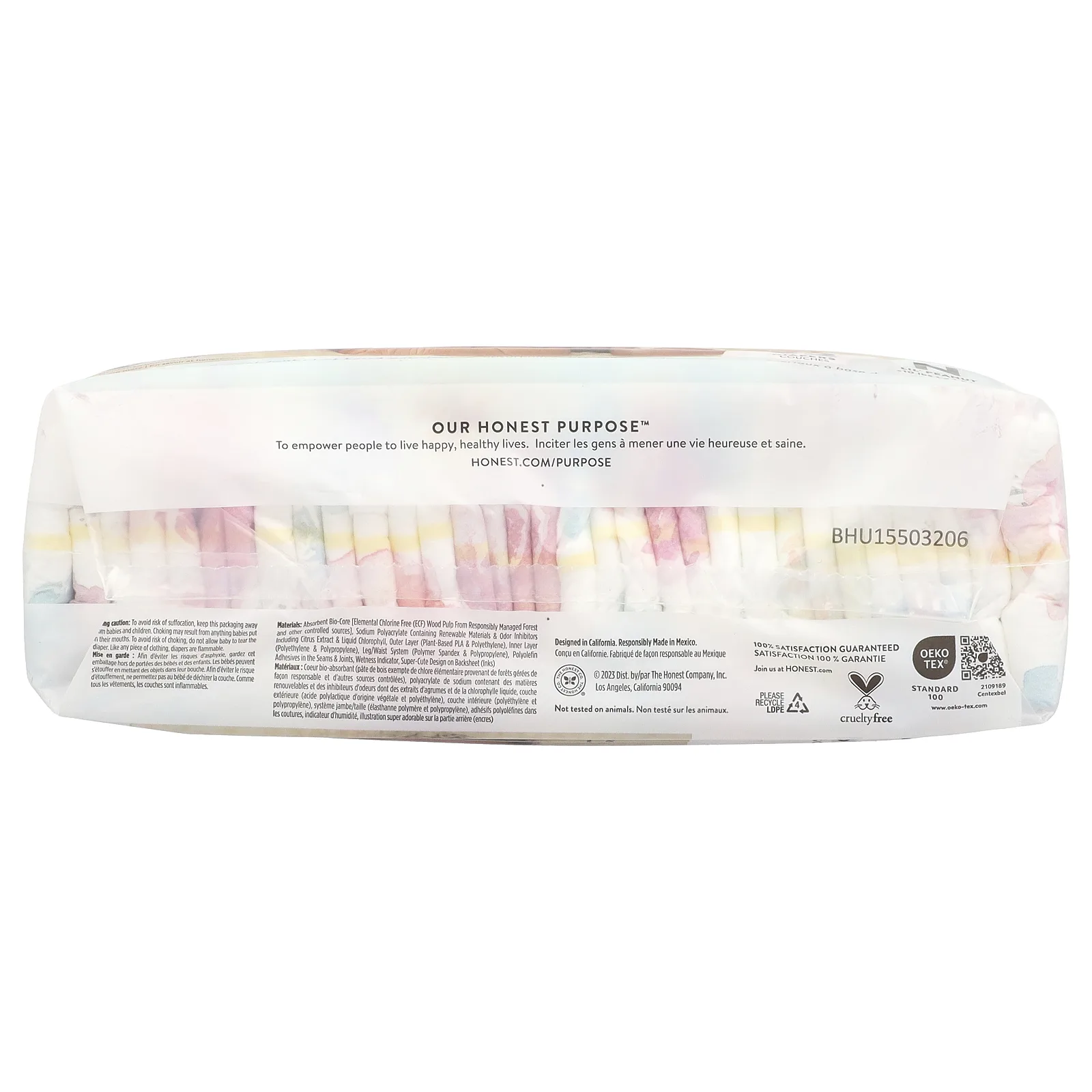 The Honest Company, Honest, подгузники для новорожденных, менее 4,5 кг (10 фунтов), цветущая роза, 32 подгузника