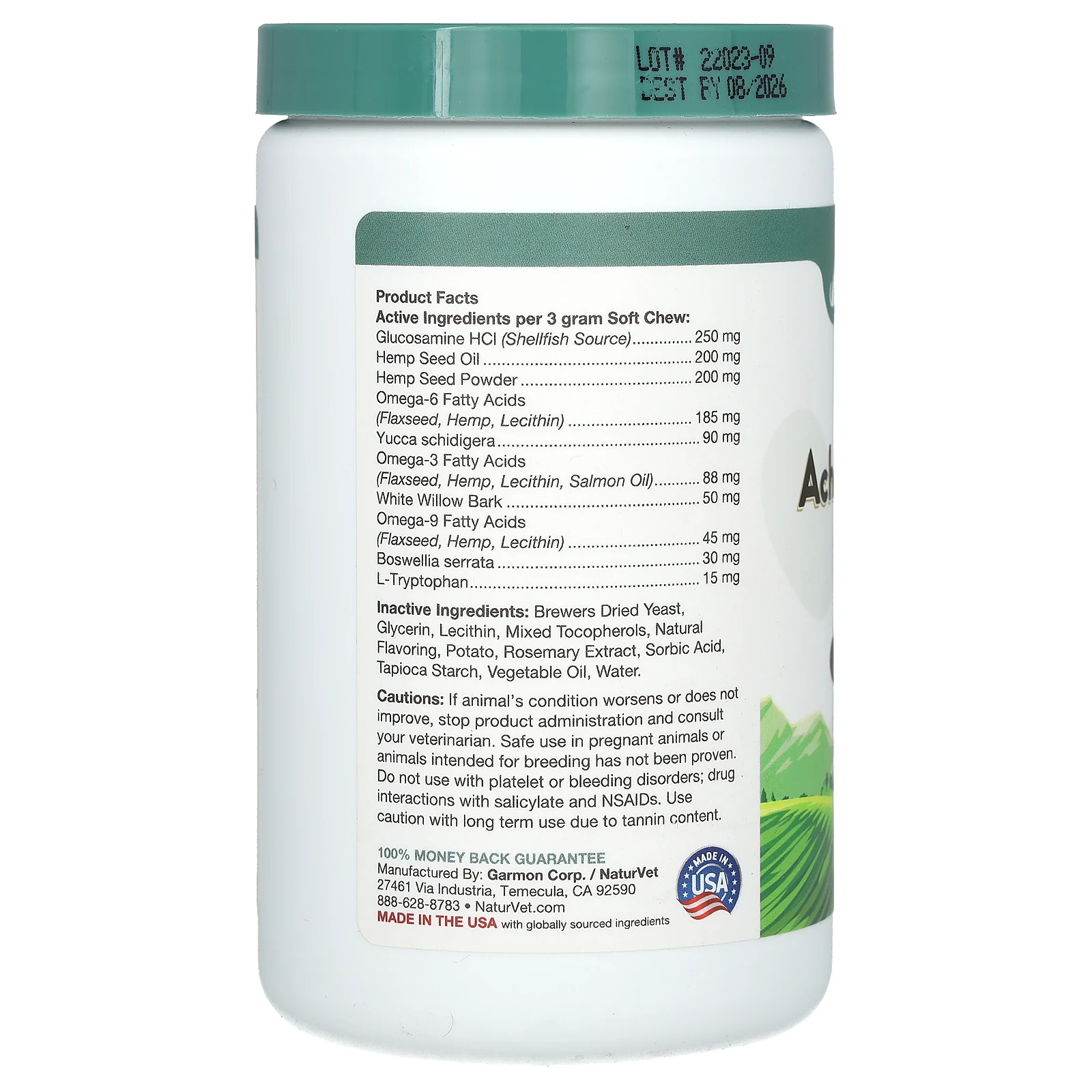 NaturVet, конопля, боль и дискомфорт, с семенами конопли, для собак, 60 мягких жевательных таблеток, 180 г (6,3 унции)