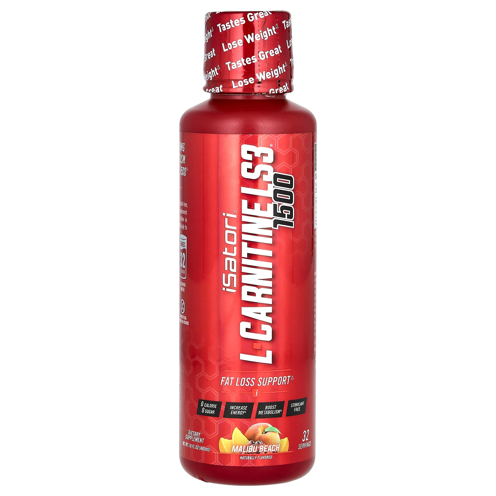 Isatori, L-карнитин LS3 1500, малибу-бич, 480 мл (16 жидк. унций)