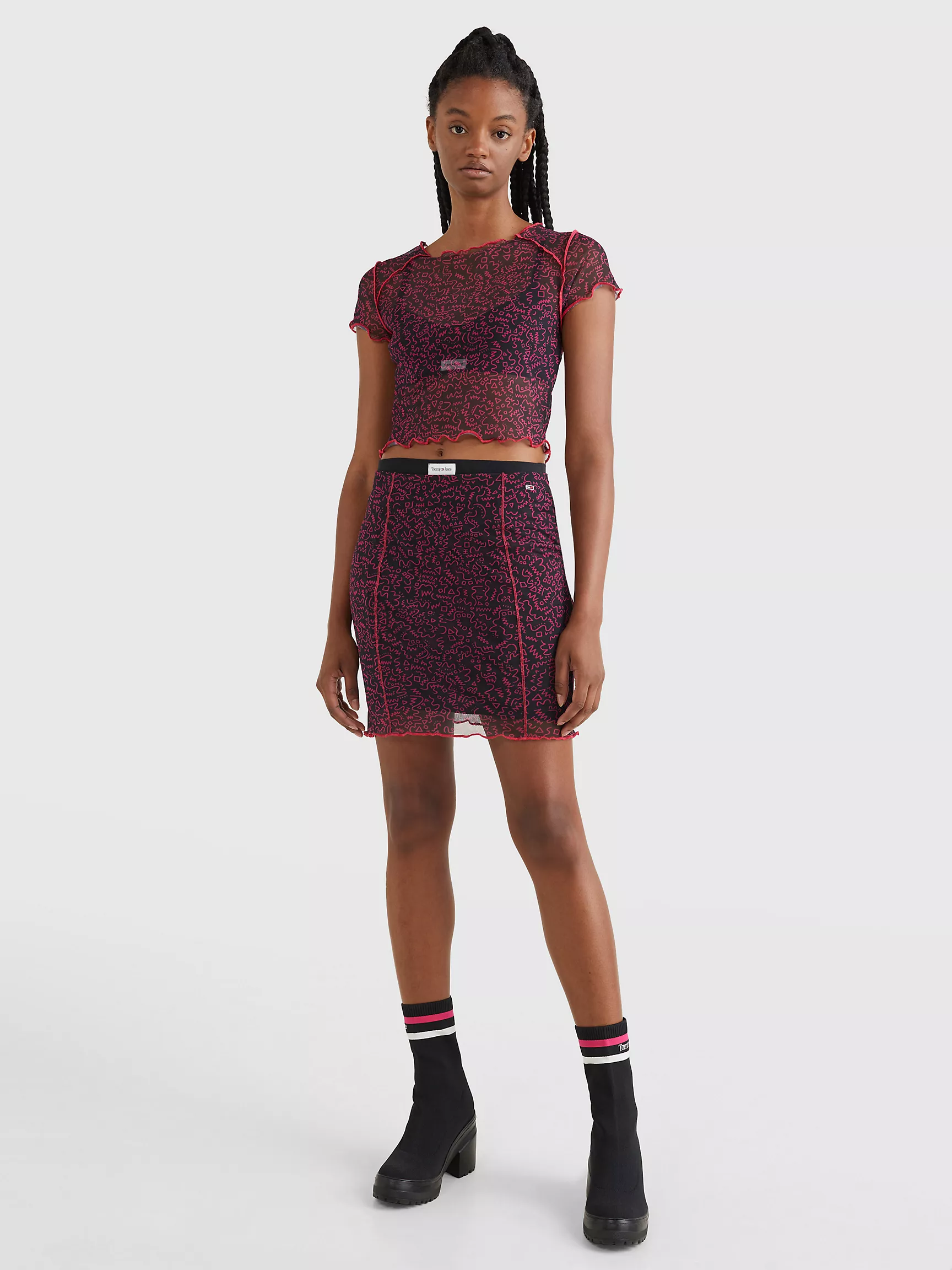 Женский топ Tommy Hilfiger, Прозрачный топ из сетки с граффити-принтом