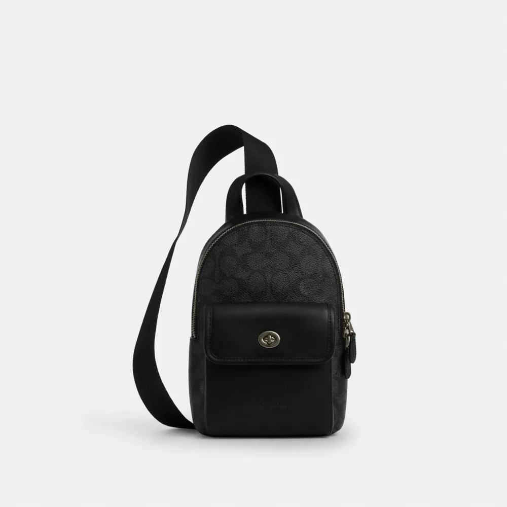 Сумка COACH Small Turnlock Sling Pack In Signature Canvas