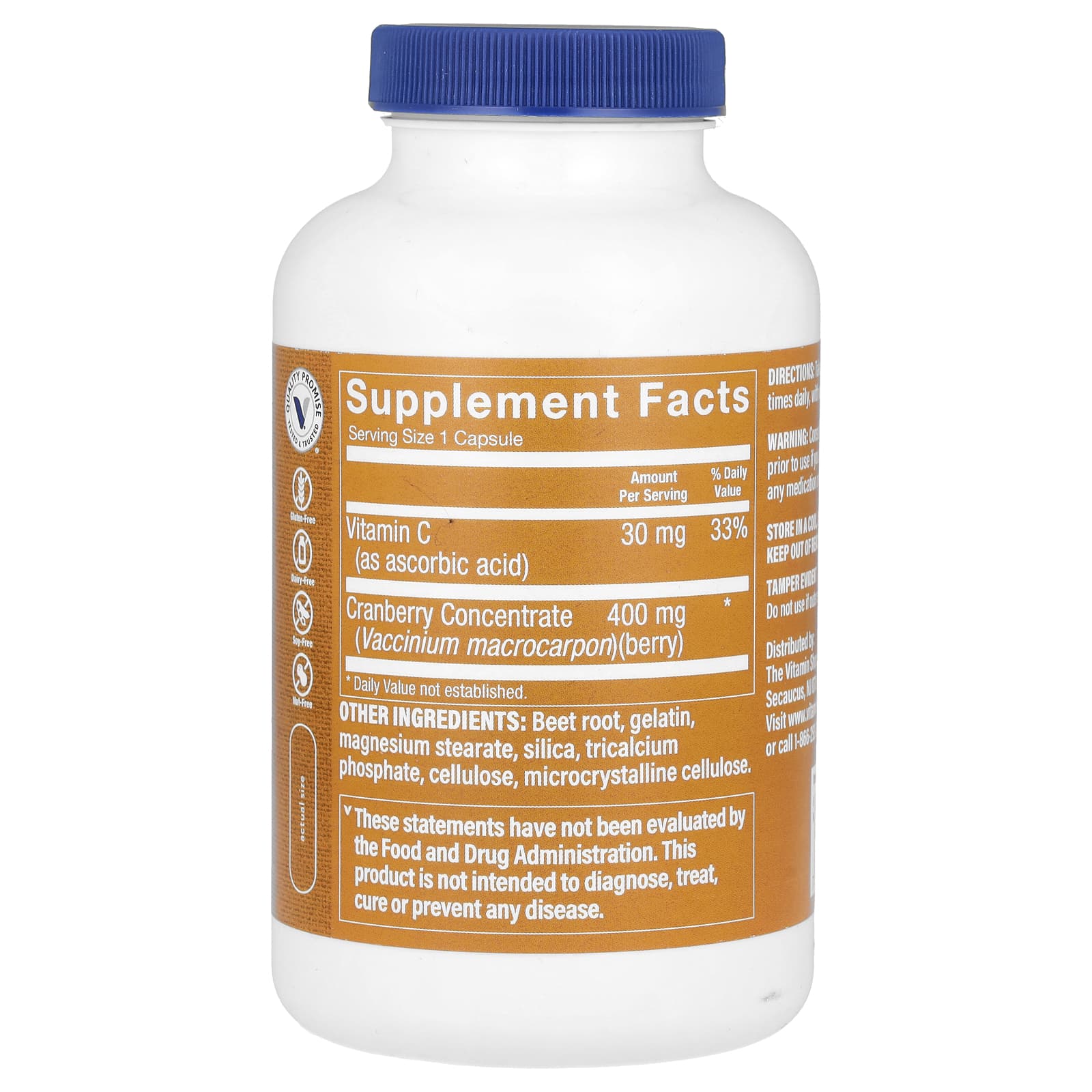 The Vitamin Shoppe, Клюква плюс, 400 мг, 180 капсул