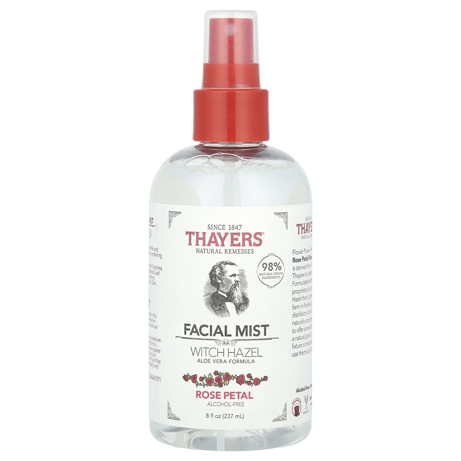 Thayers, Спрей для лица с гамамелисом, без спирта, лепестки роз, 237 мл (8 жидк. Унций)