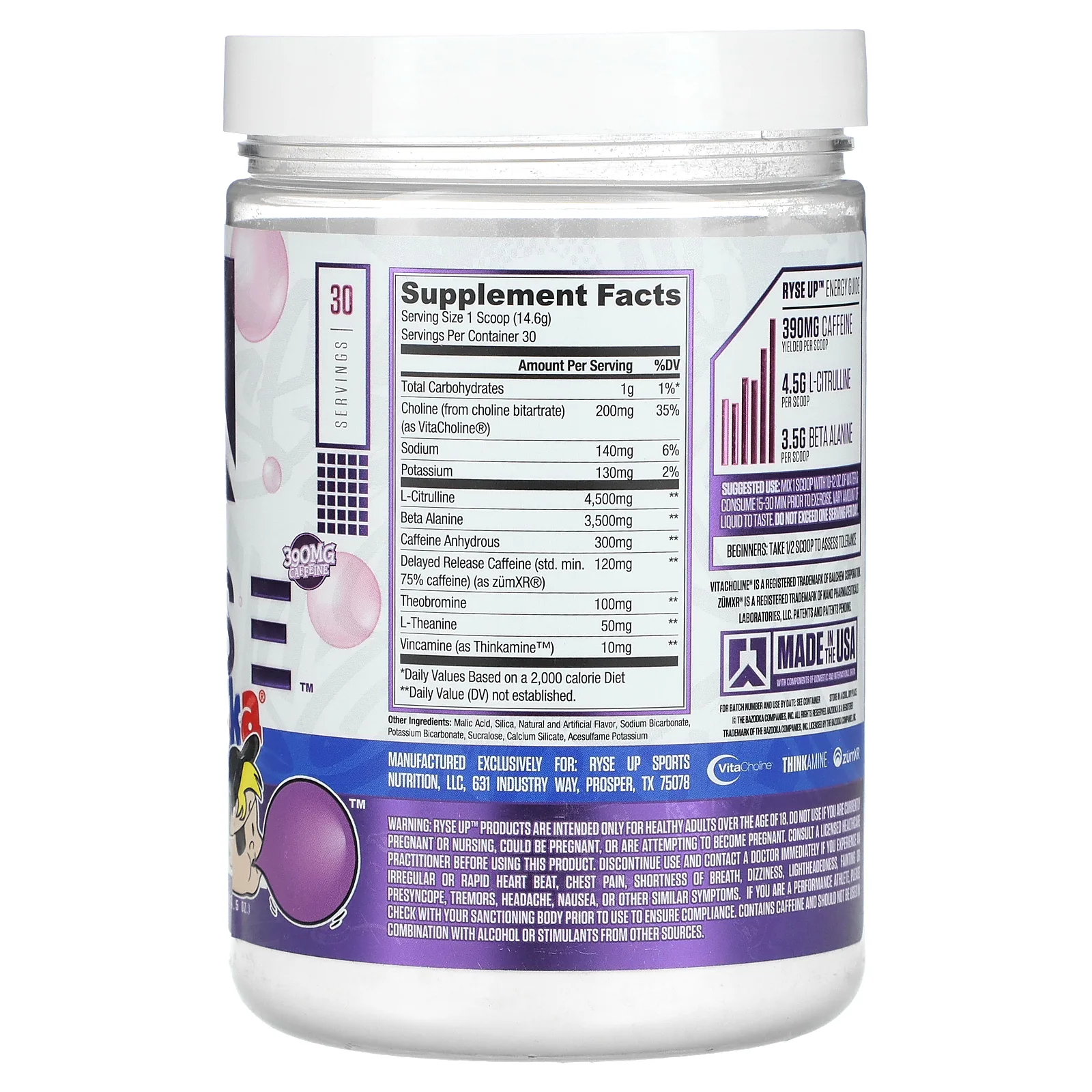 RYSE, Loaded Pre, базука, классический виноград, 438 г (15,5 унции)