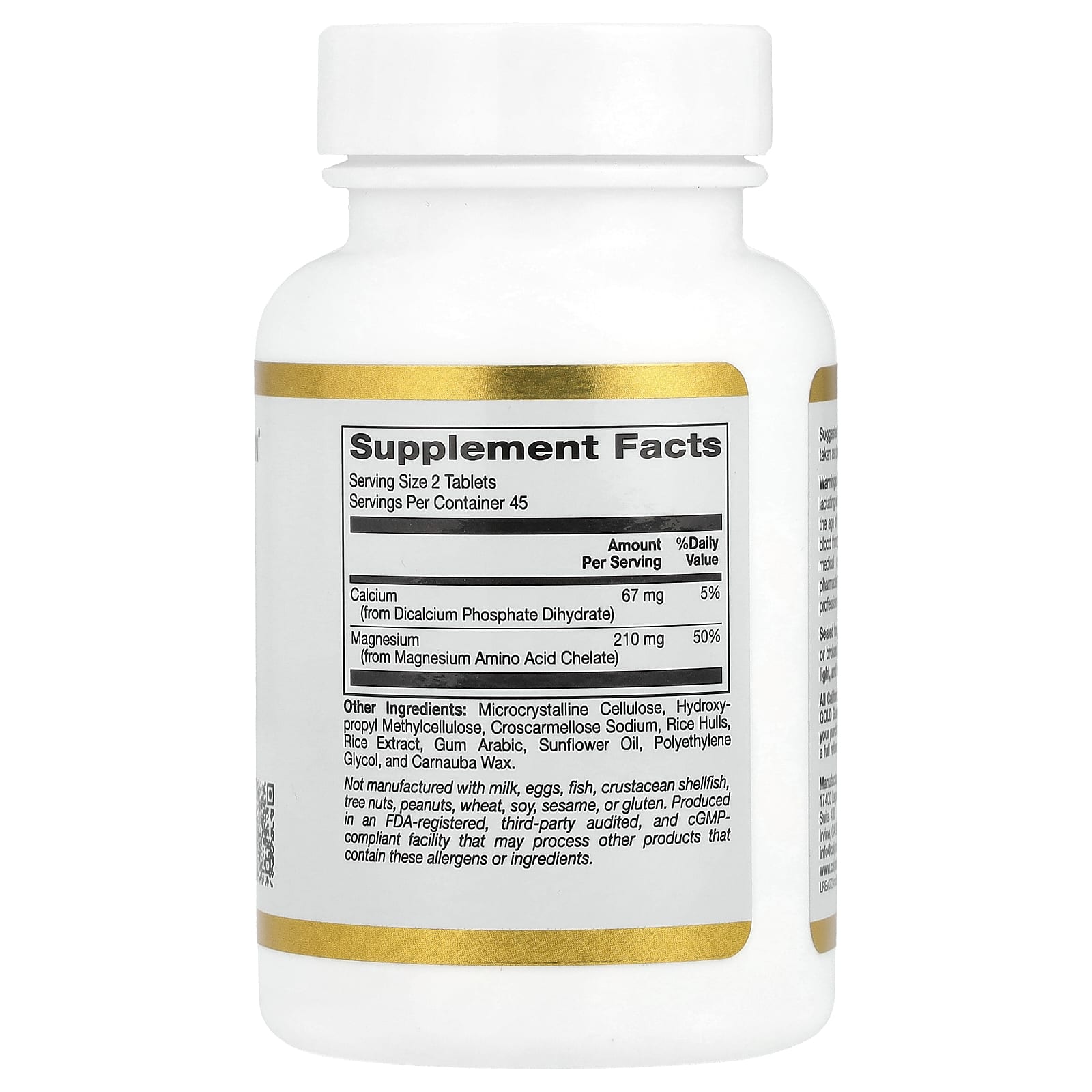 California Gold Nutrition, хелат магния, 210 мг, 90 таблеток (105 мг в 1 таблетке)