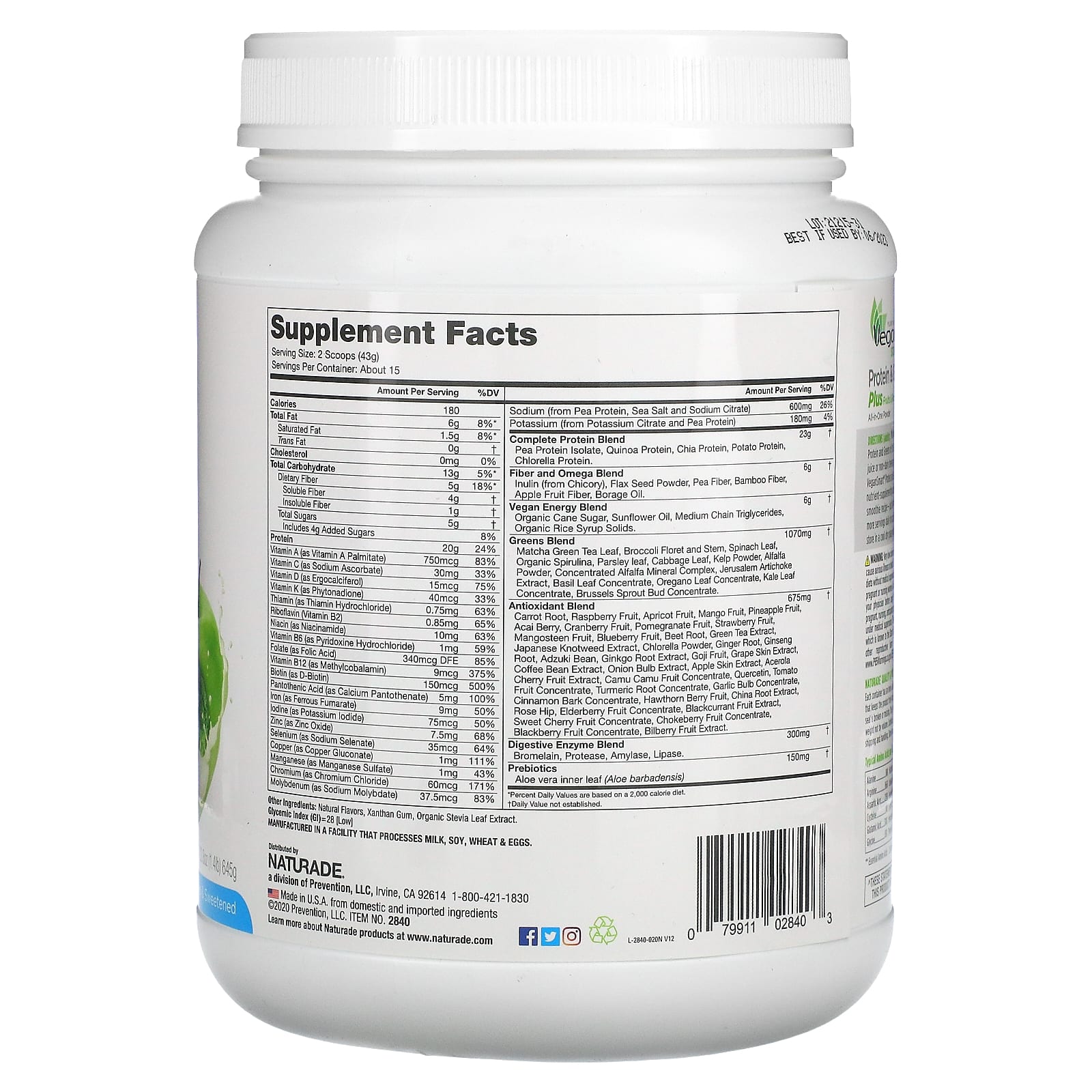 Белок и зелень VeganSmart, Порошок  Все в одном , Ванильный крем, 22,8 унц. (645 г)