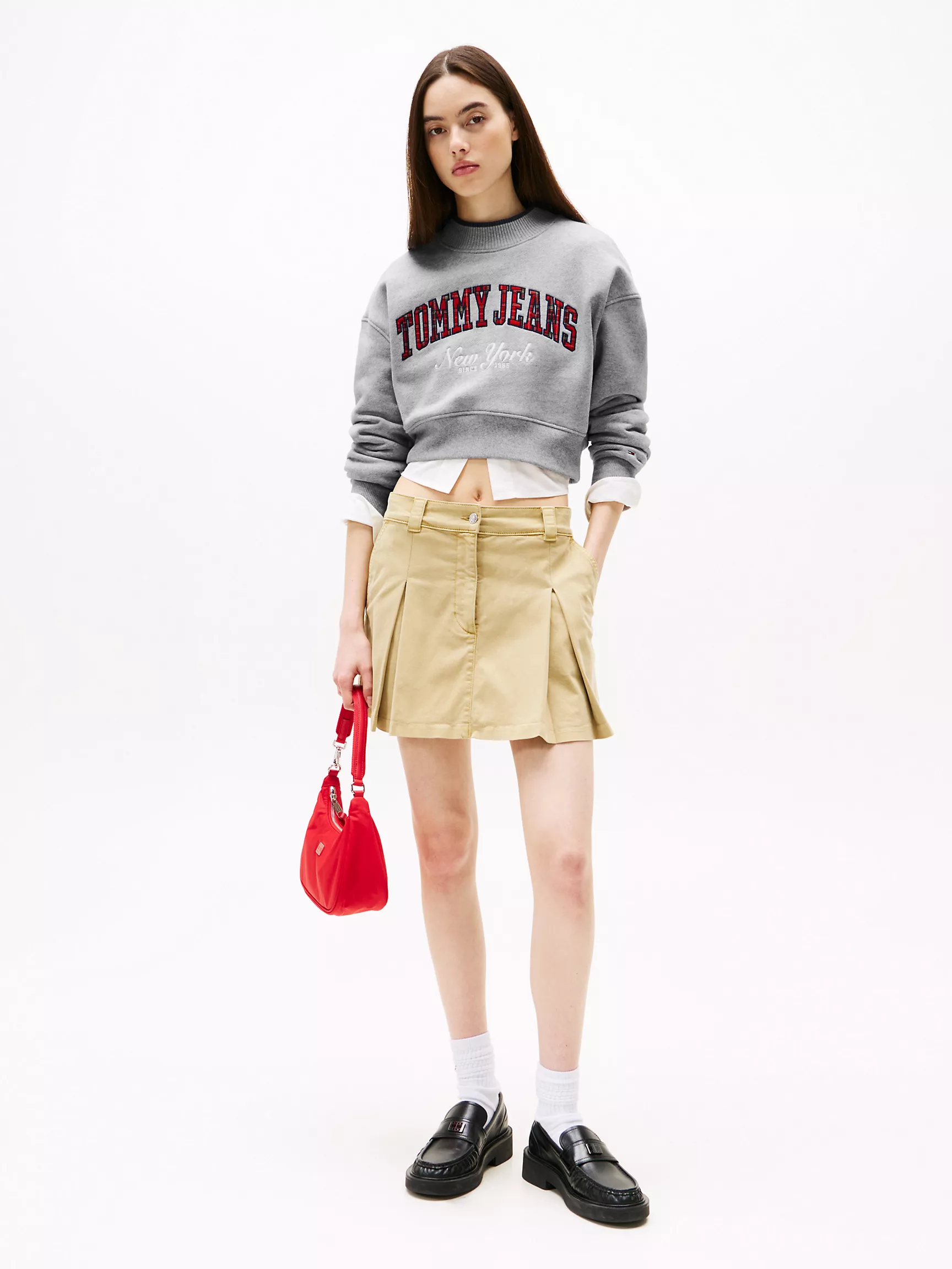 Женская толстовка Tommy Hilfiger, Укороченный свитшот в клетку с вышивкой