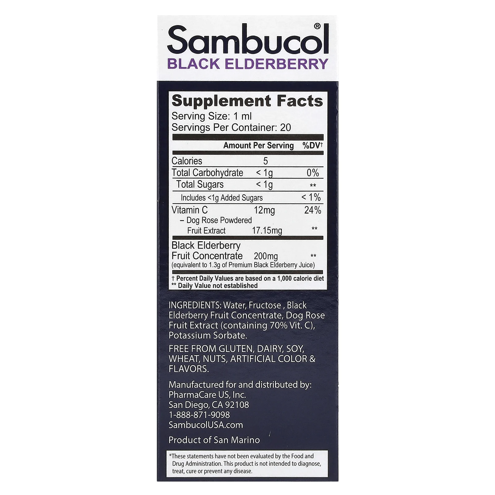 Sambucol, Черная бузина, капли для детей от 6 месяцев, 20 мл (0,68 жидк. Унции)