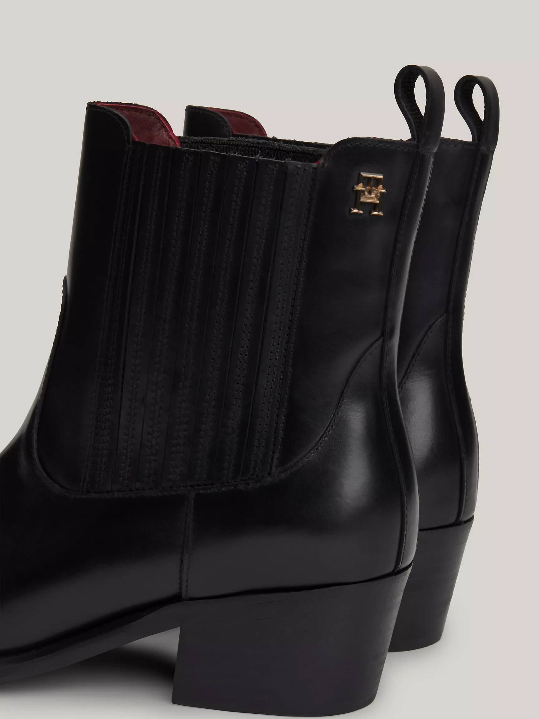 Женские ботинки Tommy Hilfiger, Кожаные ковбойские сапоги с логотипом TH