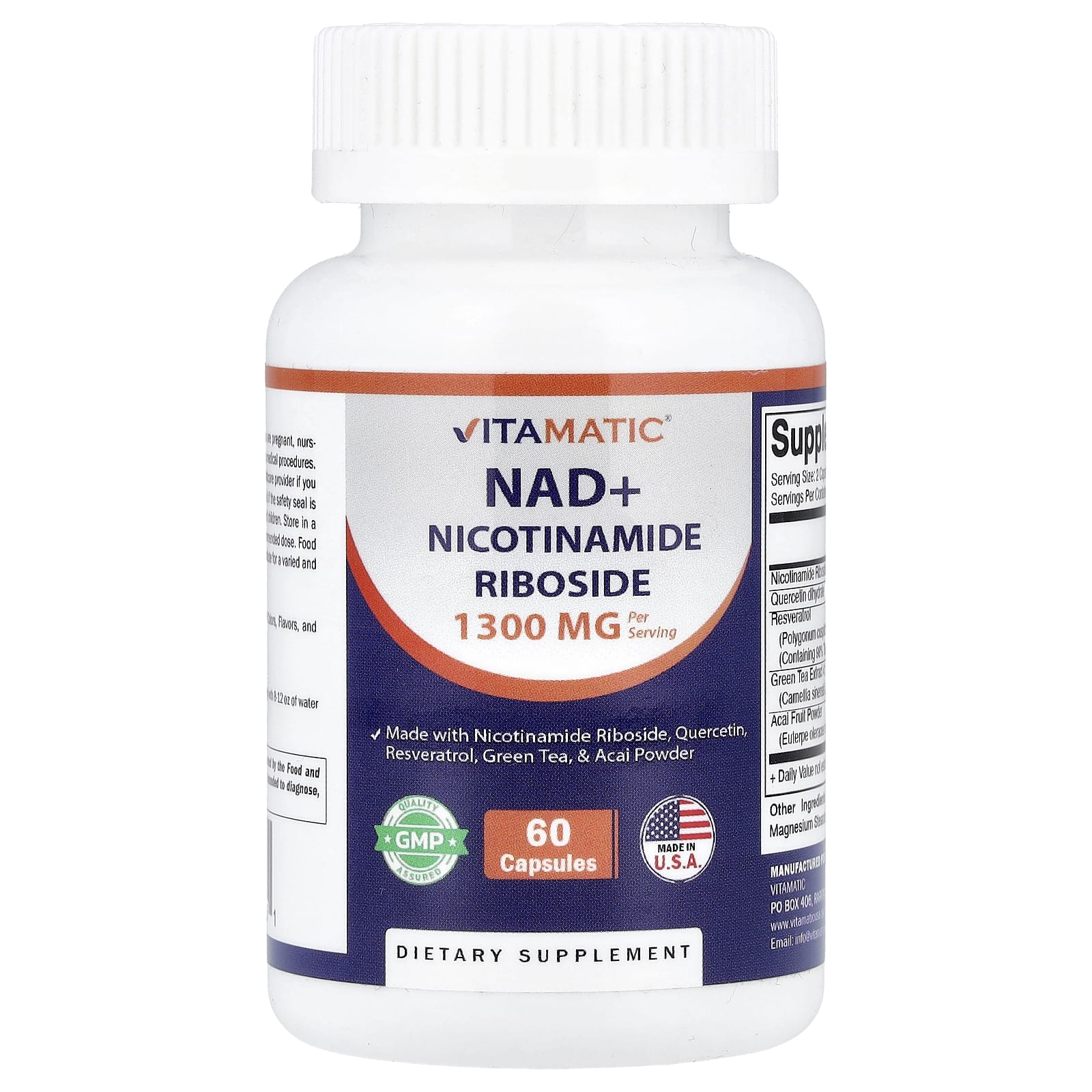 Vitamatic, NAD+, 60 капсул