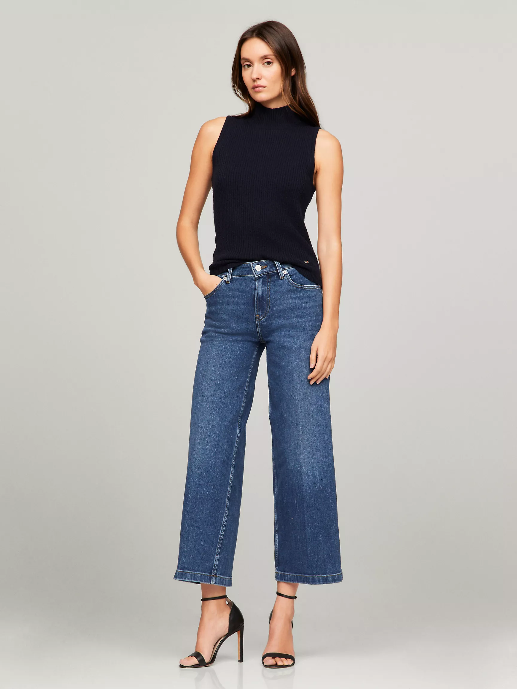 Женские джинсы Tommy Hilfiger, Джинсы средней посадки, средней стирки и широкими штанинами