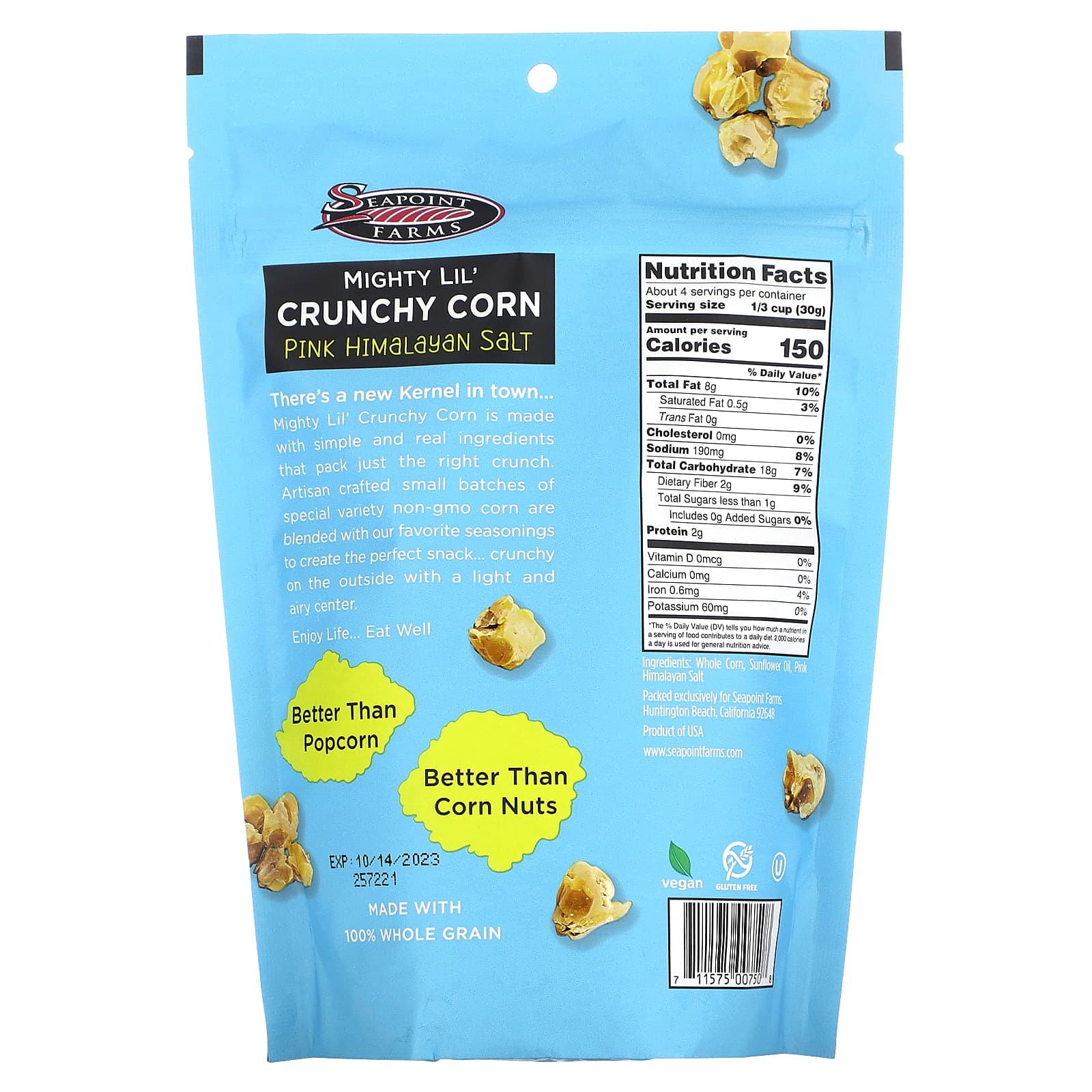 Seapoint Farms, Mighty Lil 'Crunchy Corn, розовая гималайская соль, 113 г (4 унции)