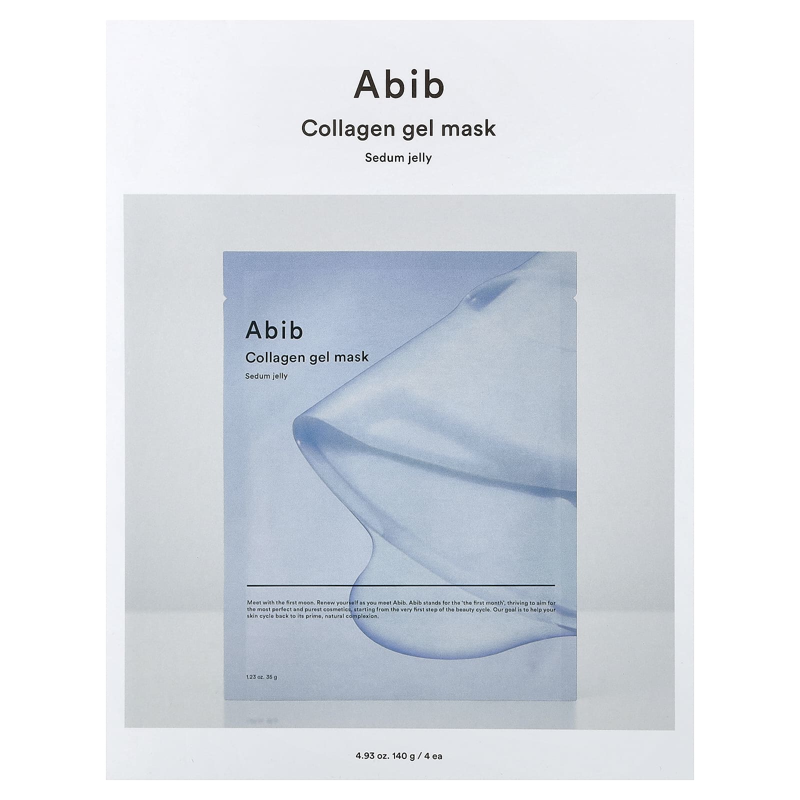Abib, гелевая косметическая маска с коллагеном, очитковое желе, 4 шт. по 35 г (1,23 унции)