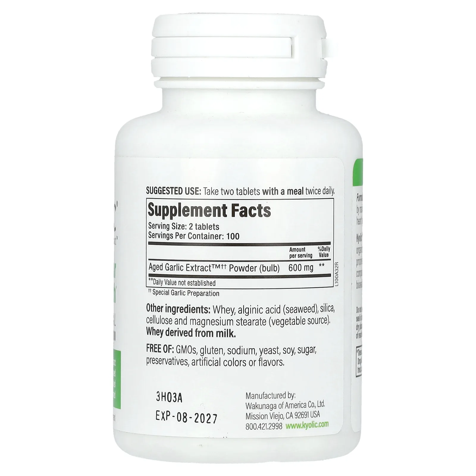 Kyolic, Aged Garlic Extract, выдержанный экстракт чеснока, для сердечно-сосудистой системы, оригинальная формула 100, 200 таблеток