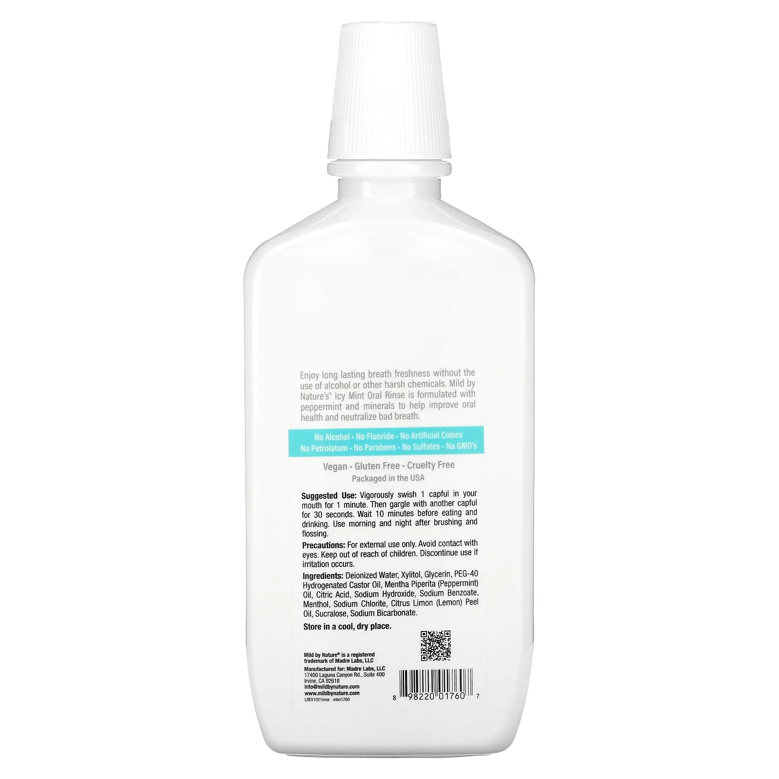 Mild By Nature, Свежее дыхание, ополаскиватель для рта, без спирта, «Ледяная мята», 473 мл (16 жидк. унций)