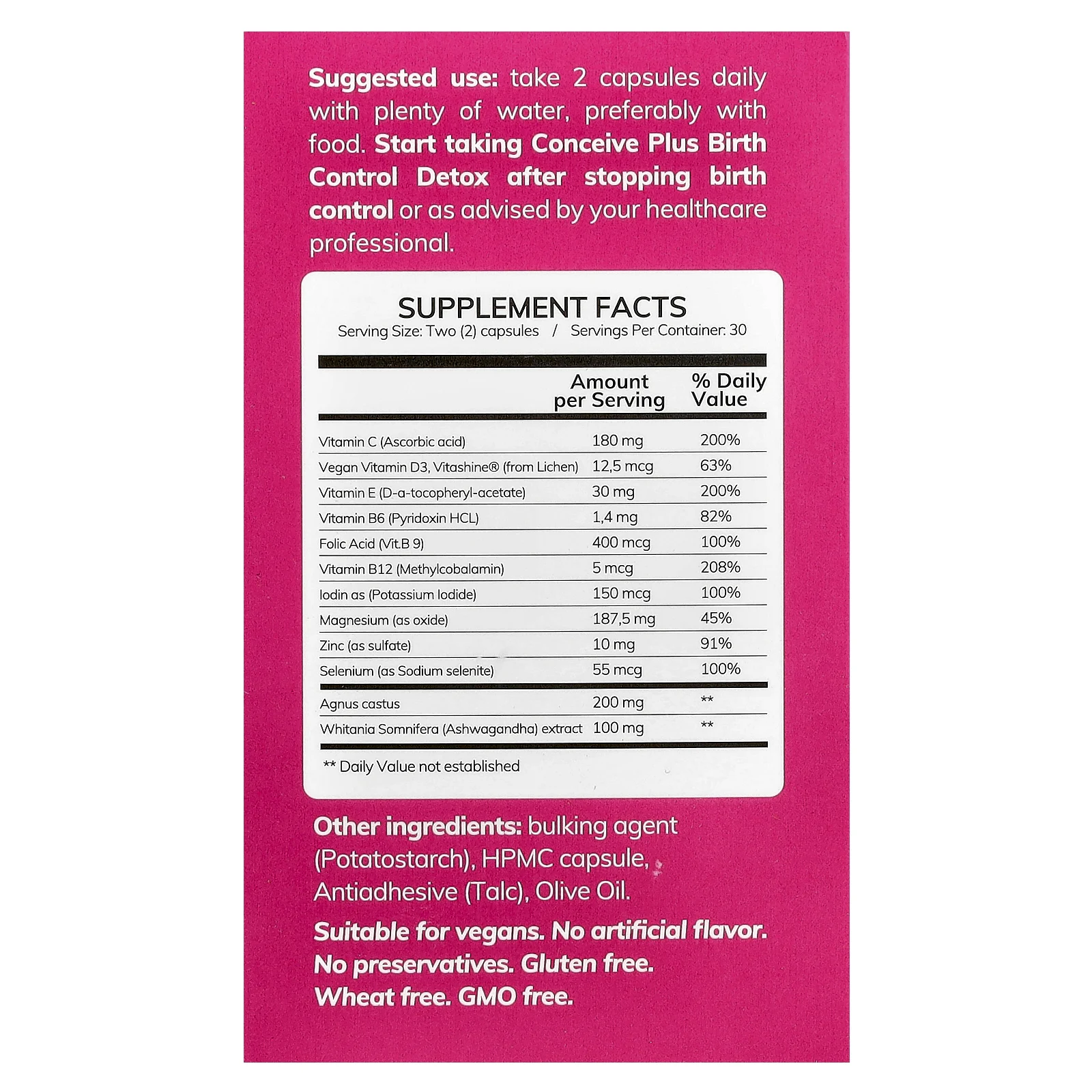 Conceive Plus, Детокс для женщин, противозачаточные, 60 капсул