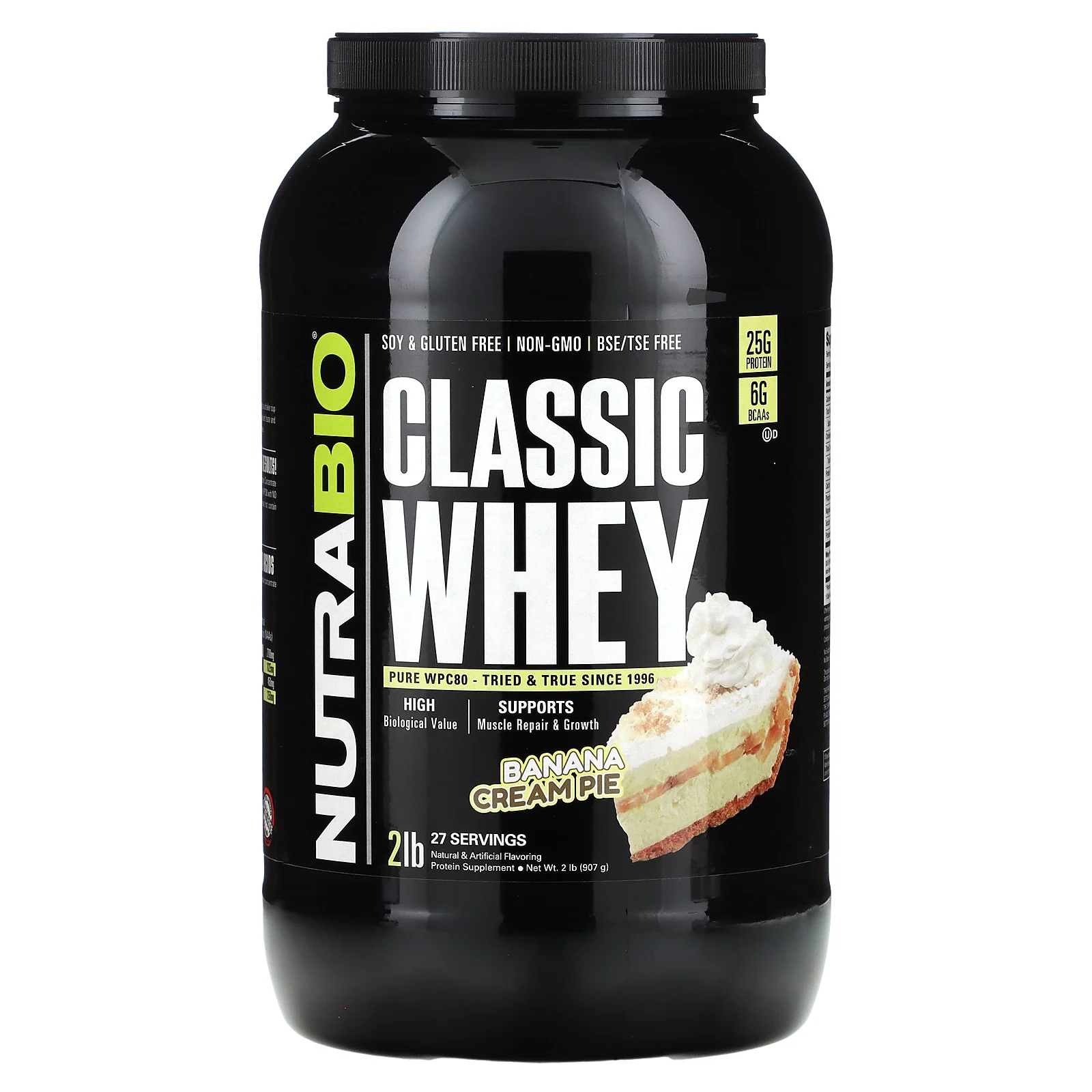 NutraBio, Classic Whey Protein, банановый кремовый пирог, 907 г (2 фунта)