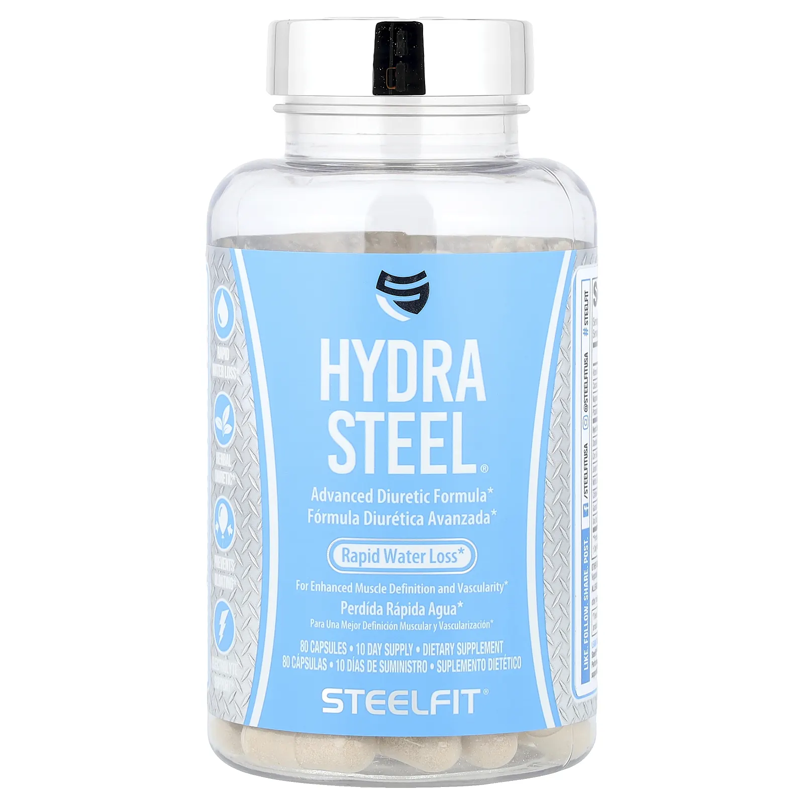 SteelFit, Hydra Steel®, добавка для быстрой потери воды, 80 капсул