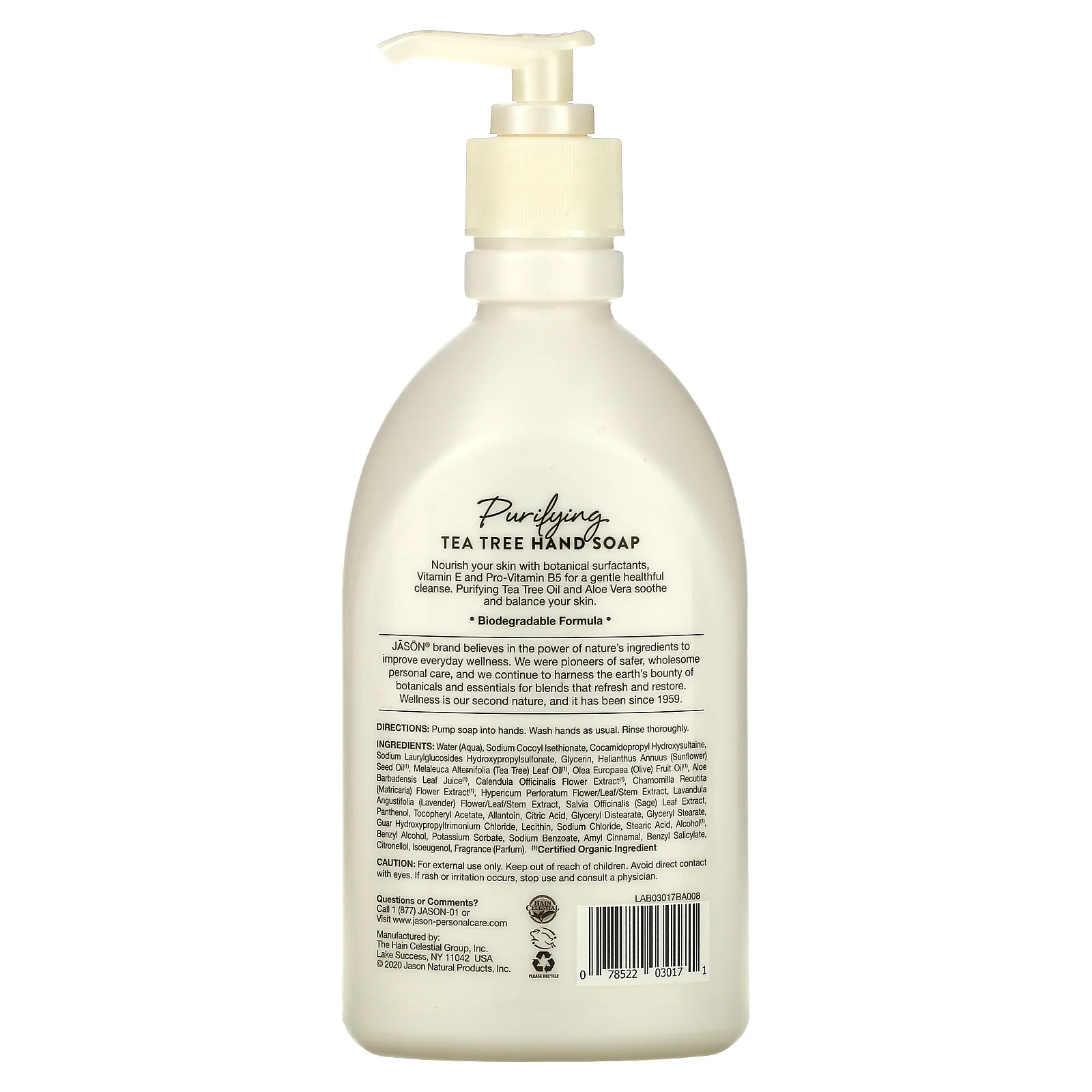 Jason Natural, Мыло для рук с очищающим маслом чайного дерева, 16 жидких унций (473 мл)